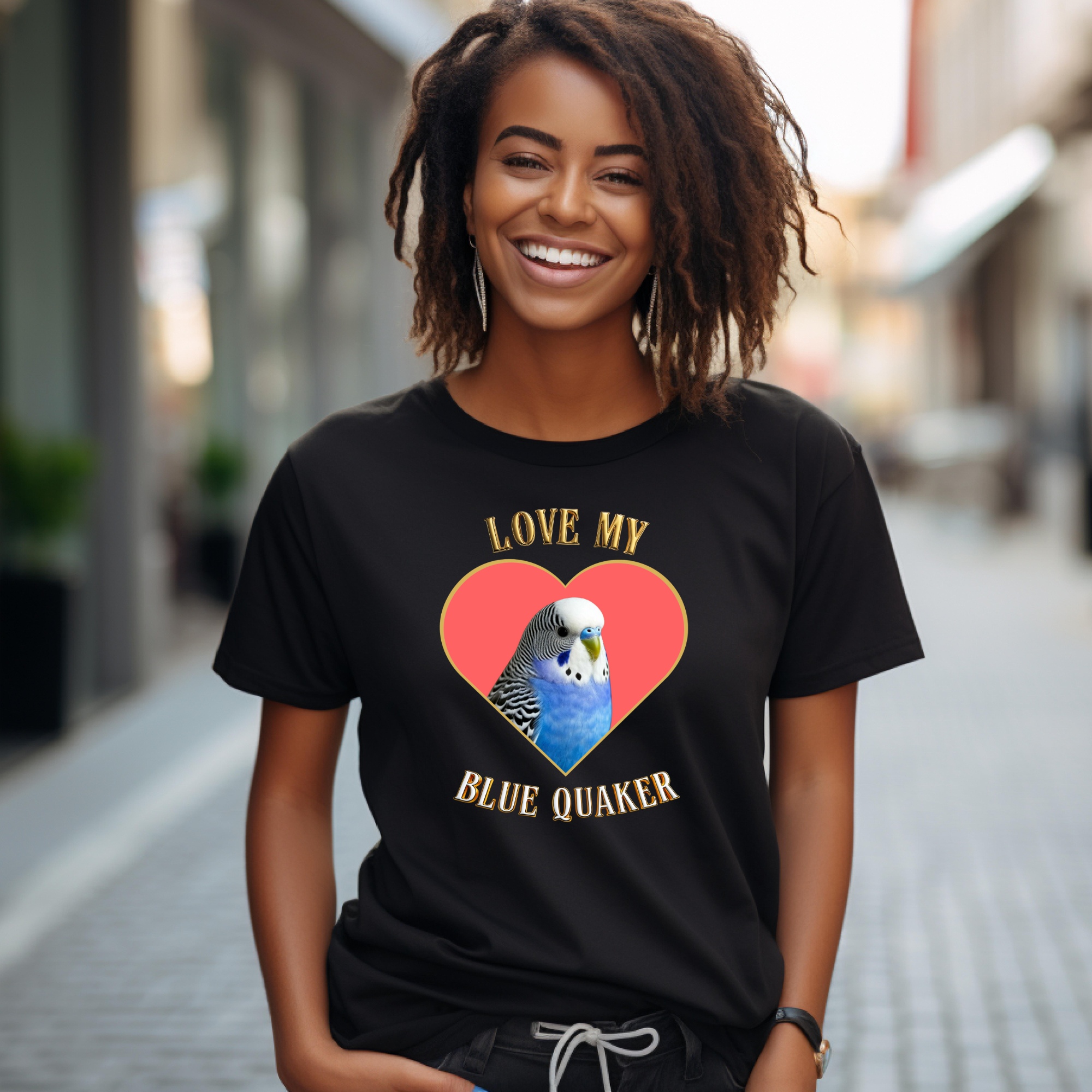 Love My Blue Budgie Heart T-Shirt