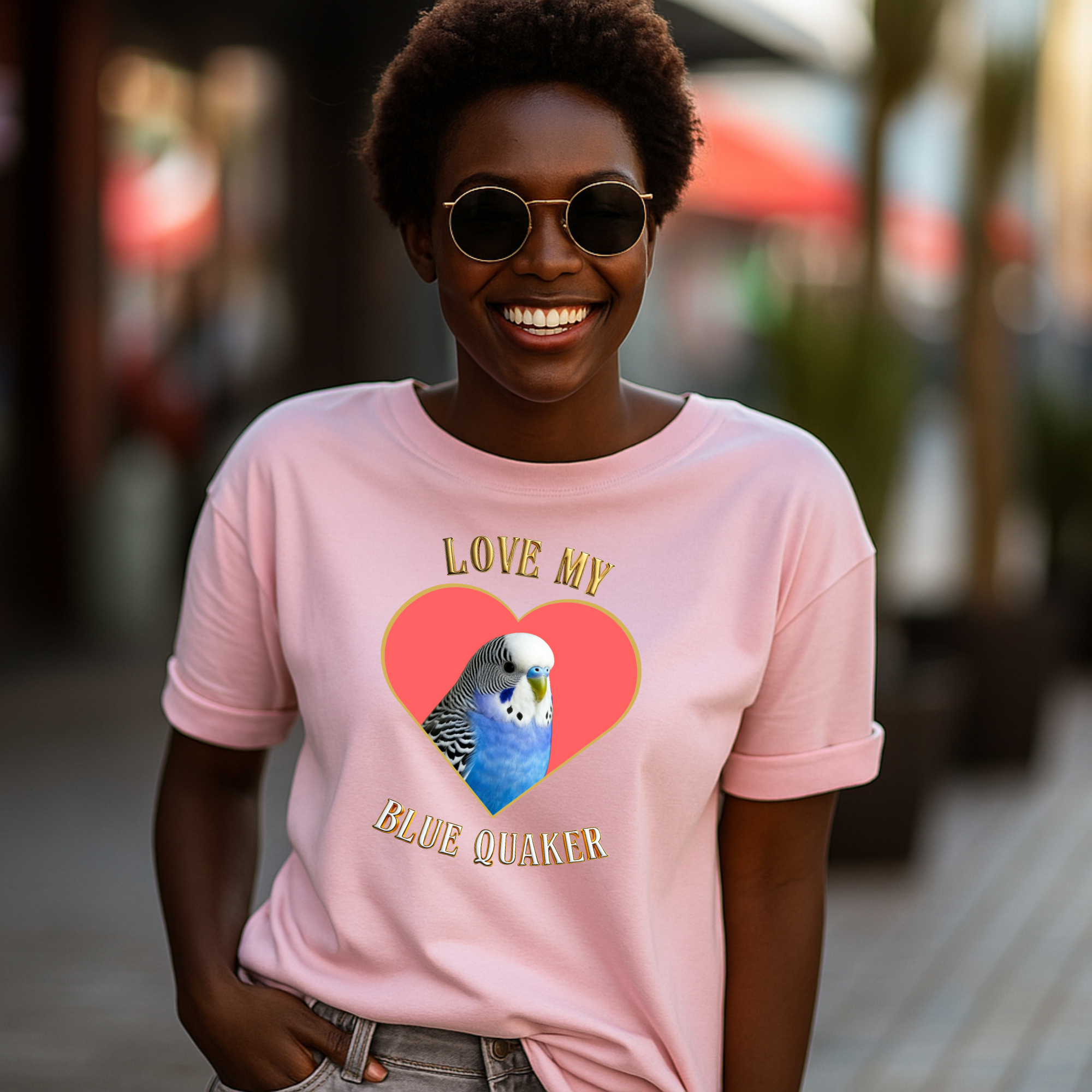 Love My Blue Budgie Heart T-Shirt