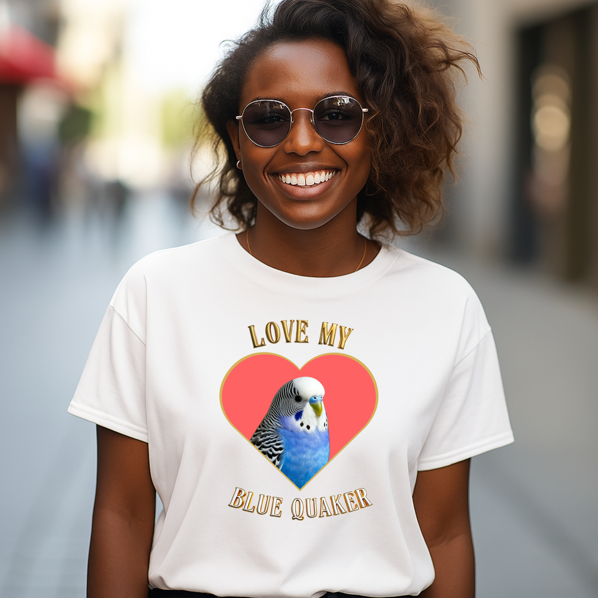 Love My Blue Budgie Heart T-Shirt