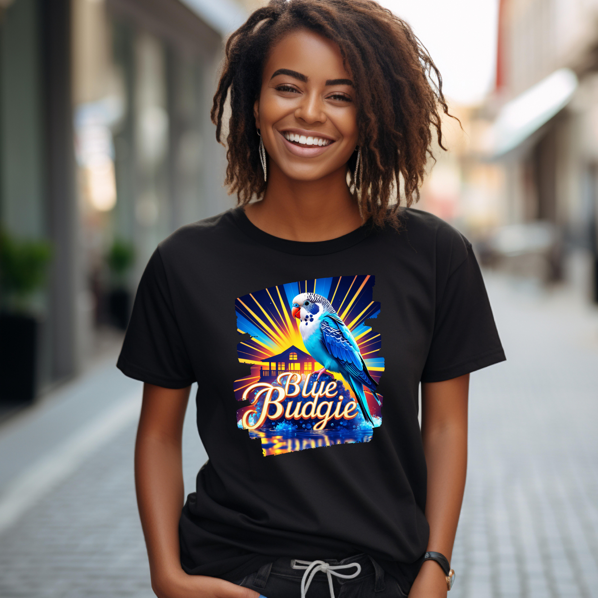 Blue Budgie Sunburst T-Shirt