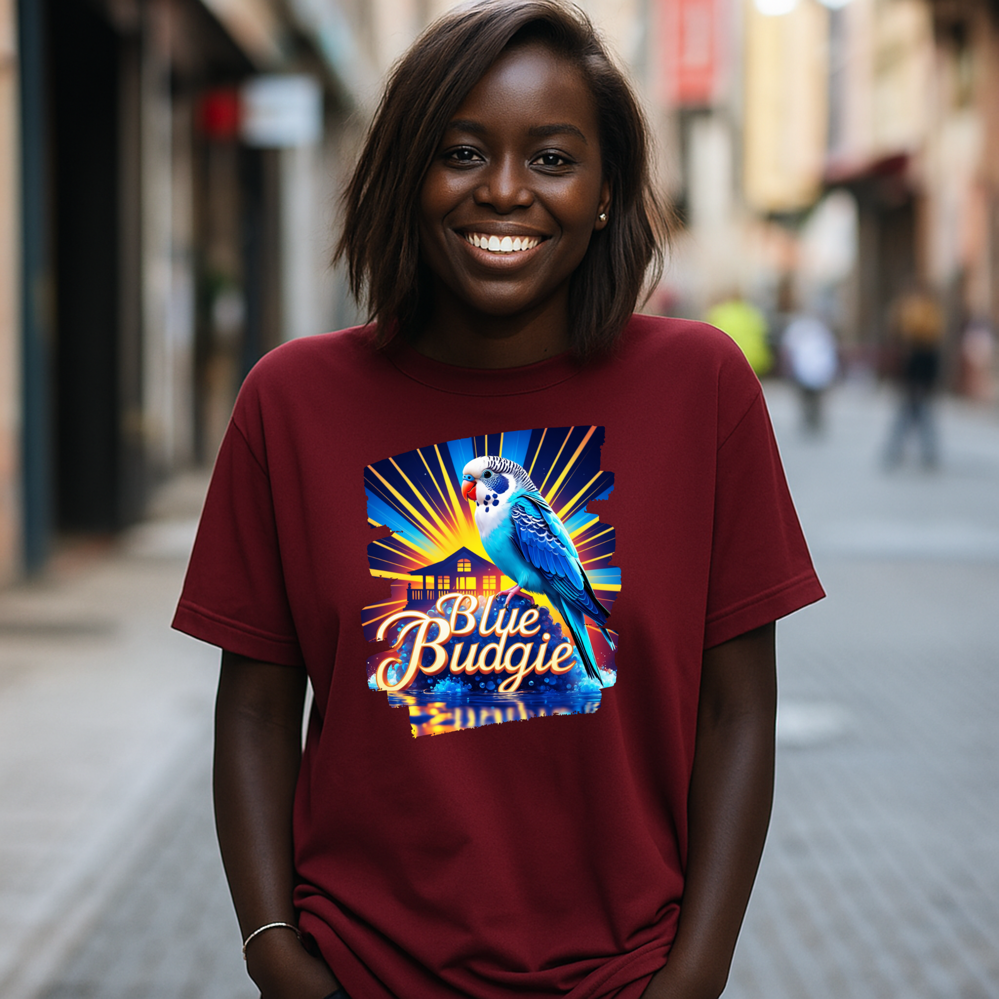 Blue Budgie Sunburst T-Shirt