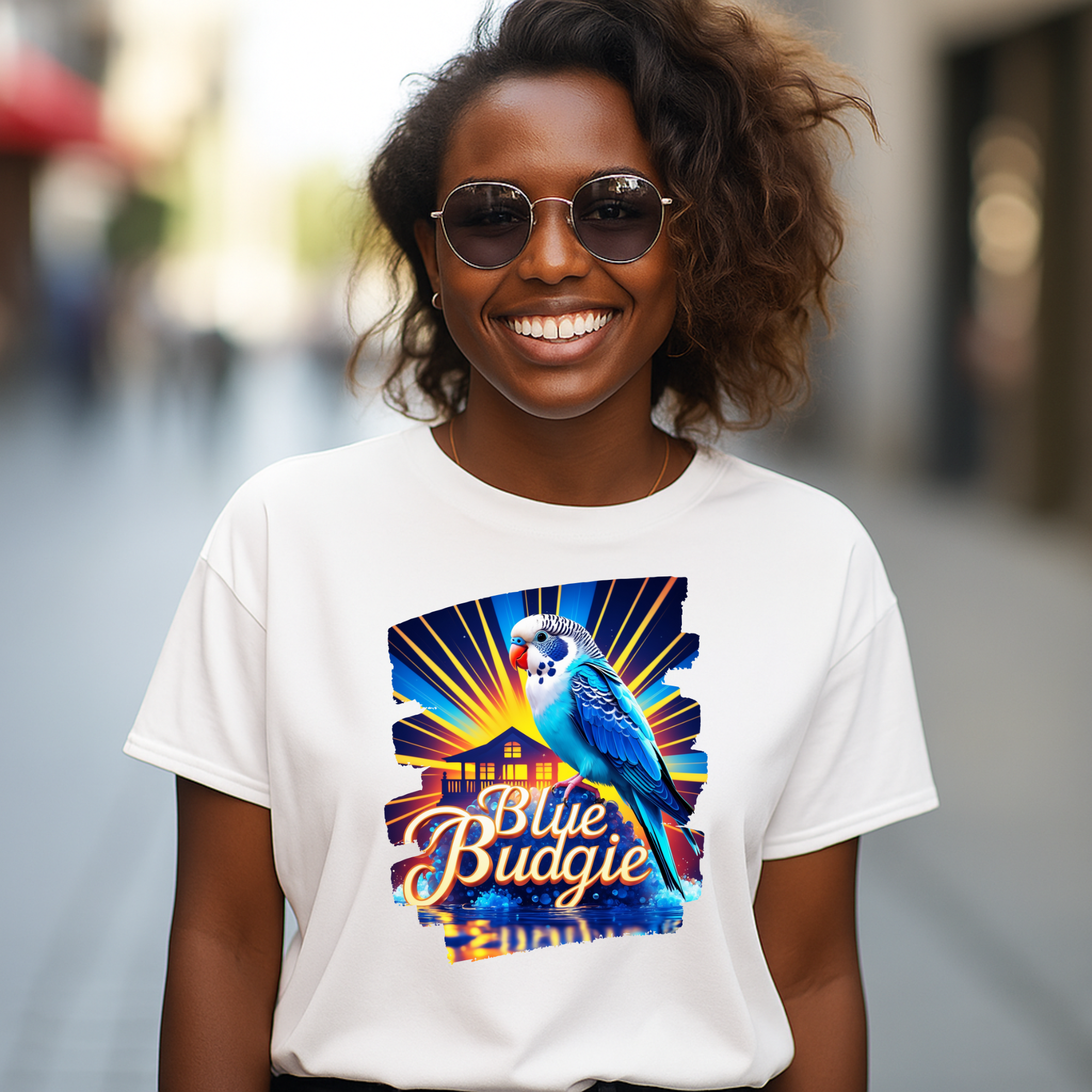 Blue Budgie Sunburst T-Shirt