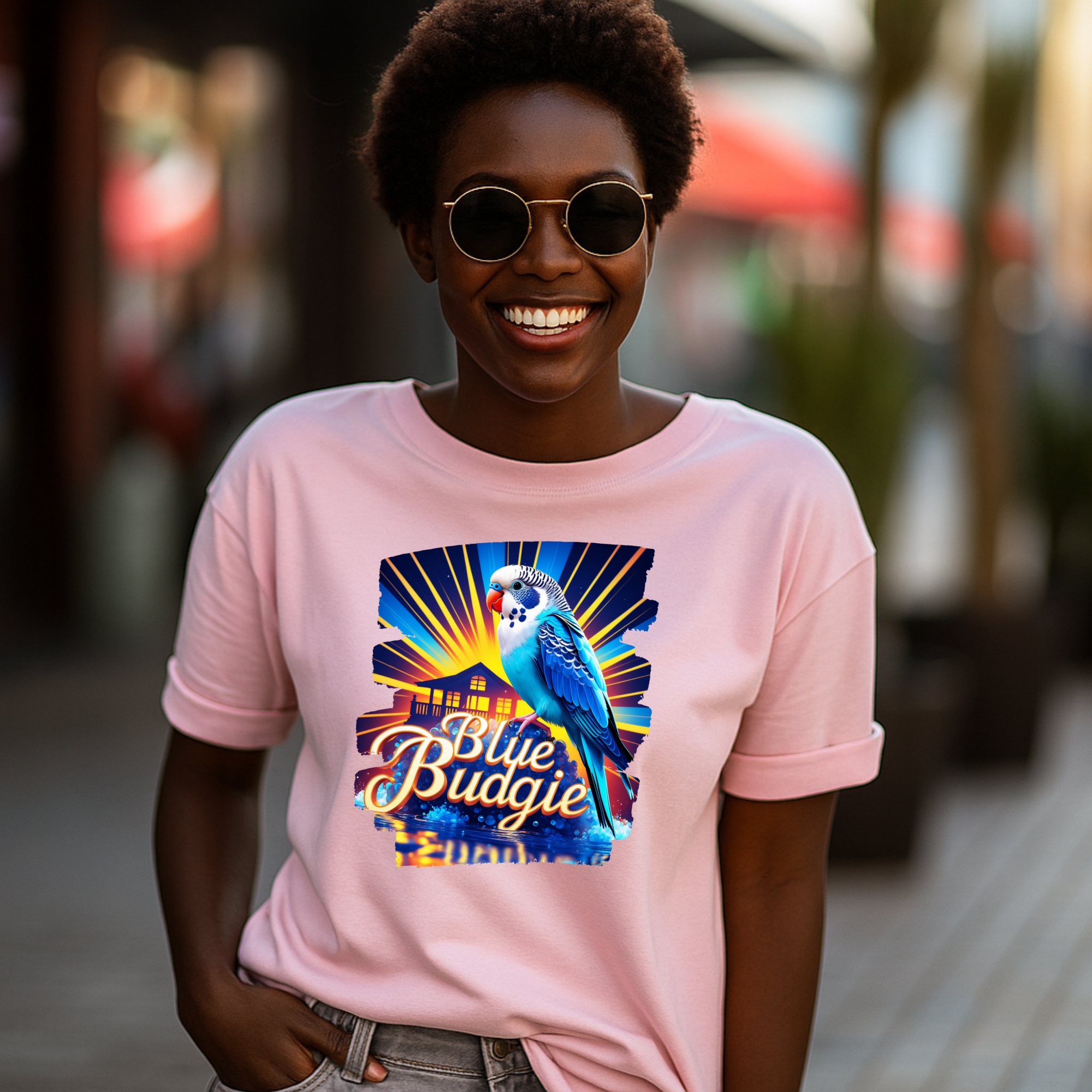 Blue Budgie Sunburst T-Shirt