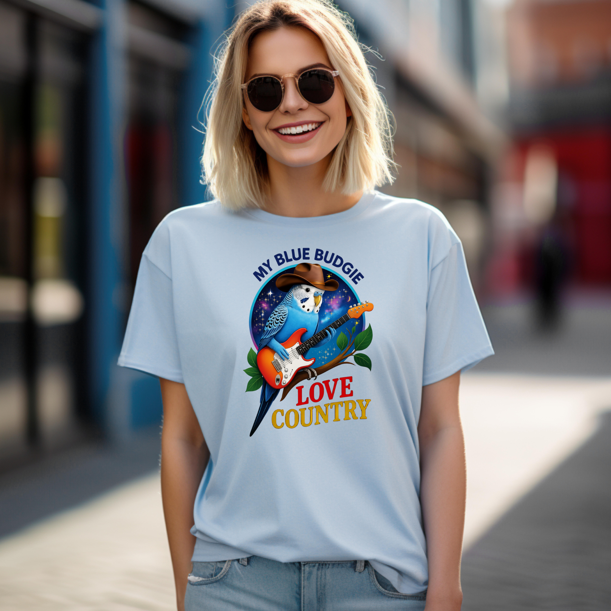 My Blue Budgie Loves Country T-Shirt