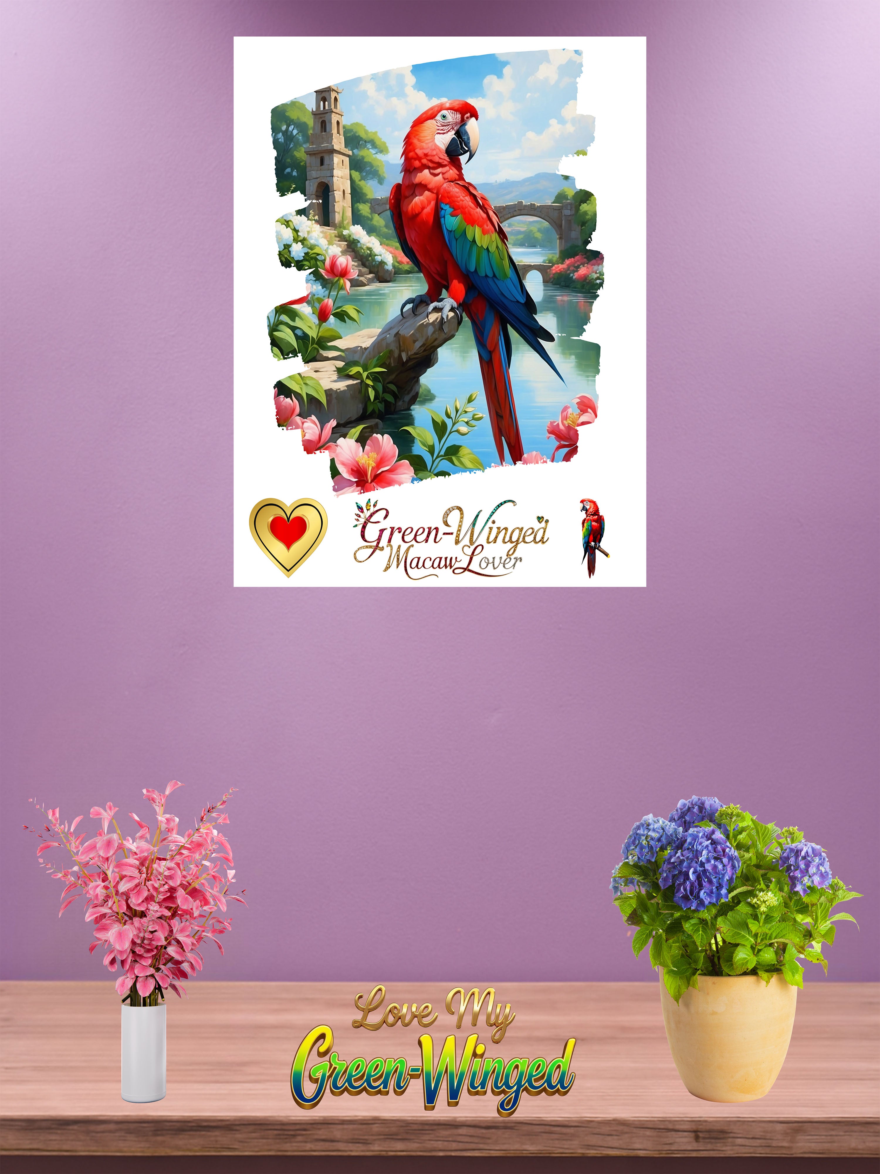 Green Winged Macaw Lover Wall-Hanging
