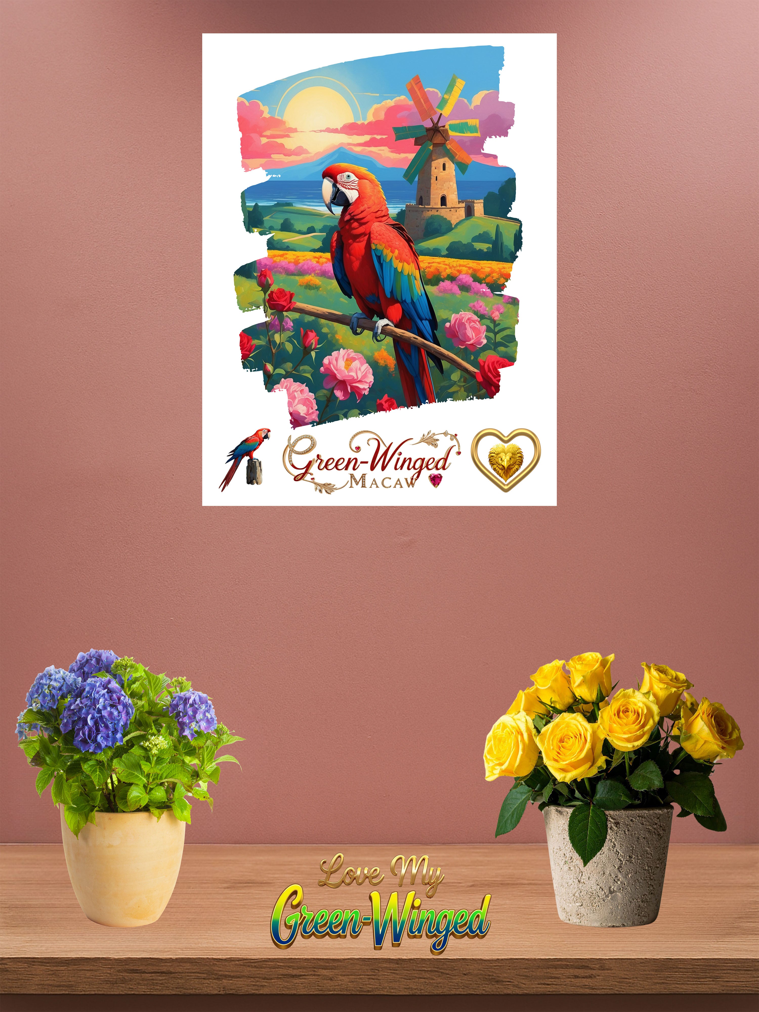 Green Winged Macaw Wall-Hanging