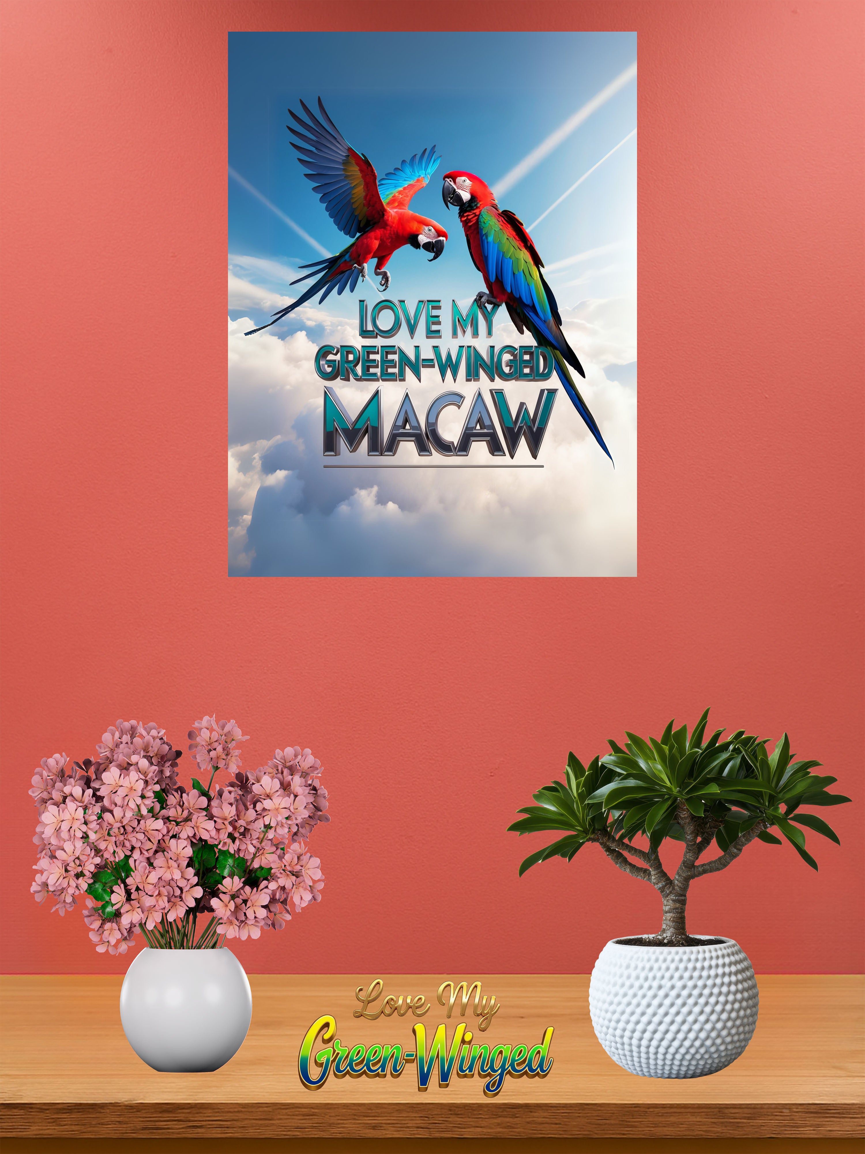Love My Green Winged Macaw Wall-Hanging