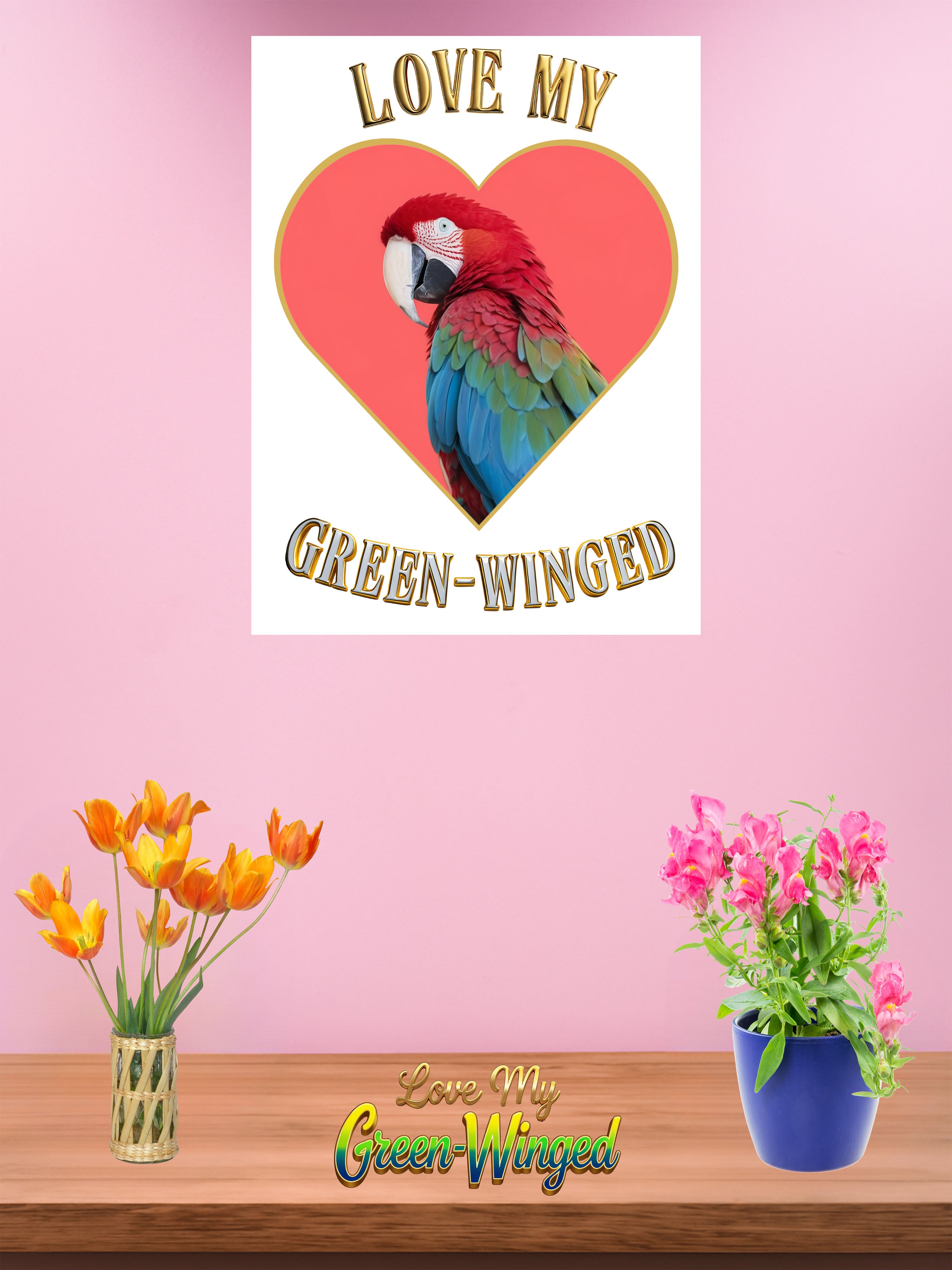 Green winged macaw wall hanging