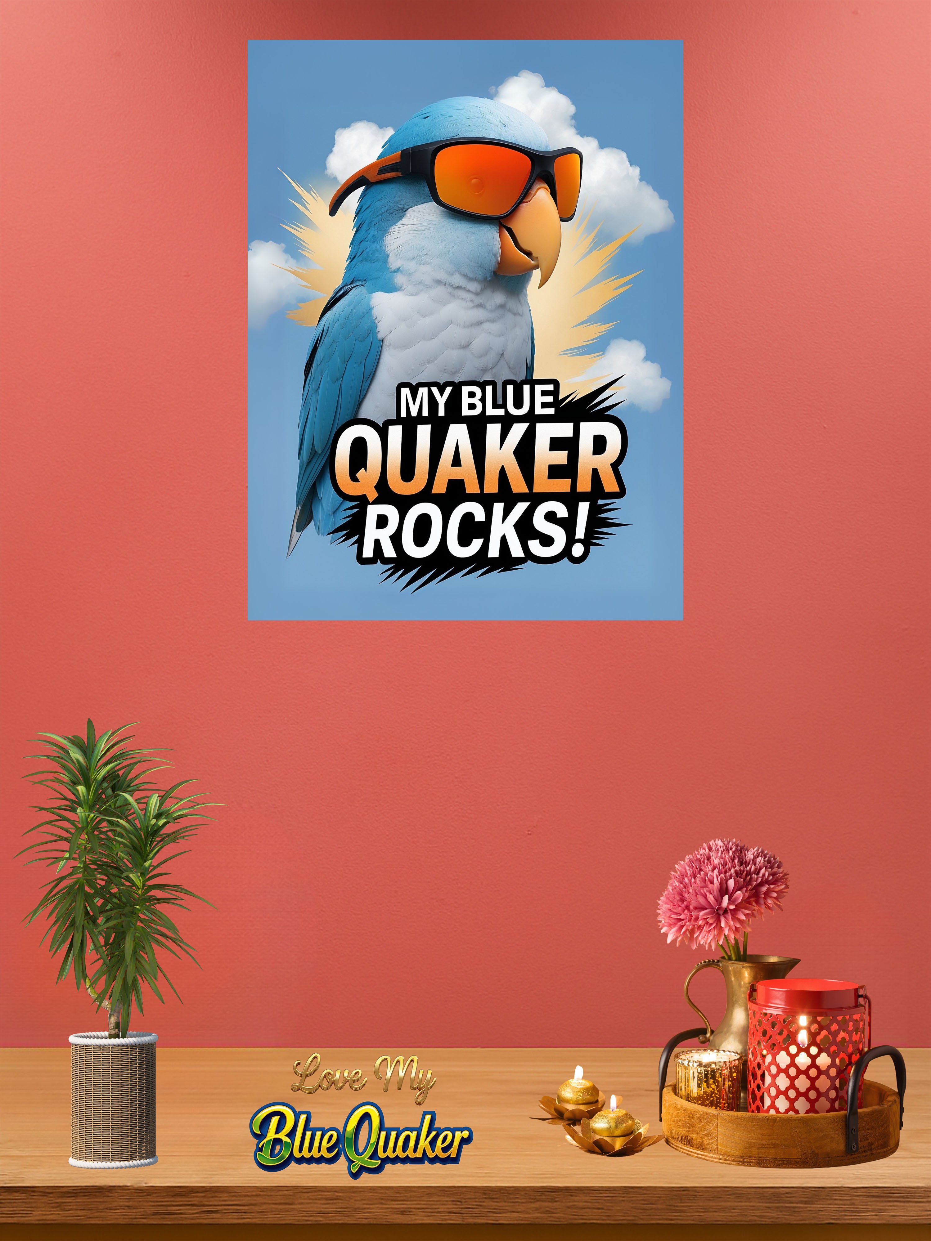 Blue quaker wall hanging
