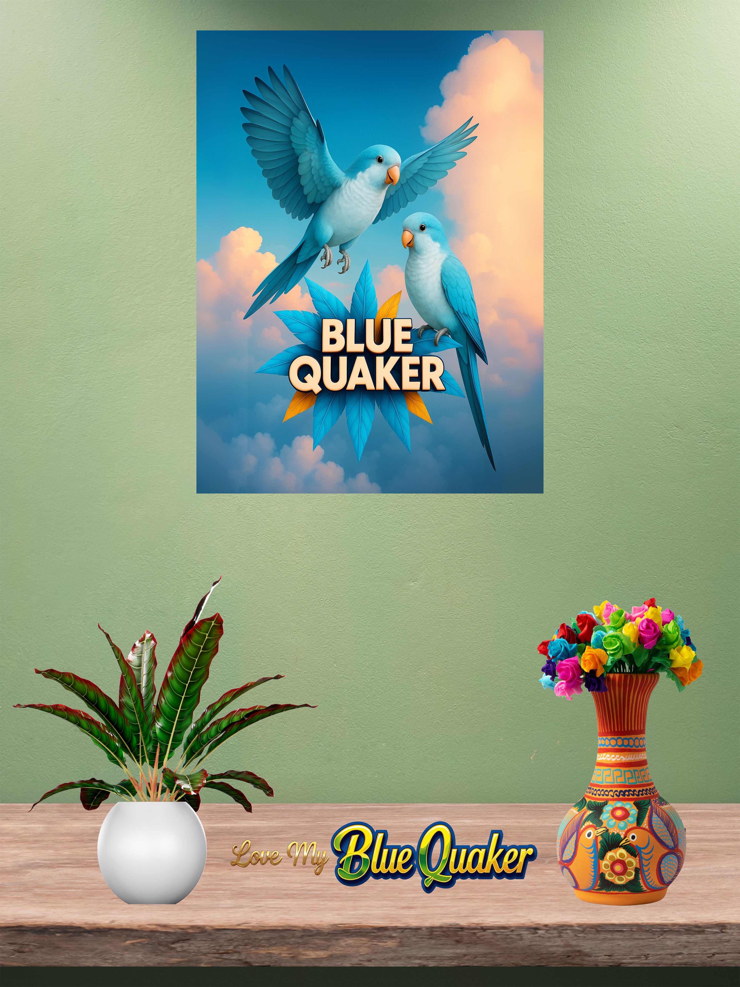 Blue quaker wall hanging