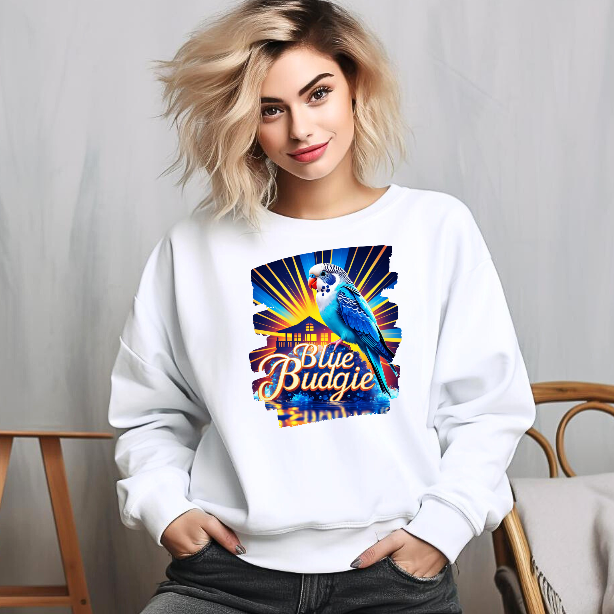 Blue Budgie Sunrise Art Sweatshirt