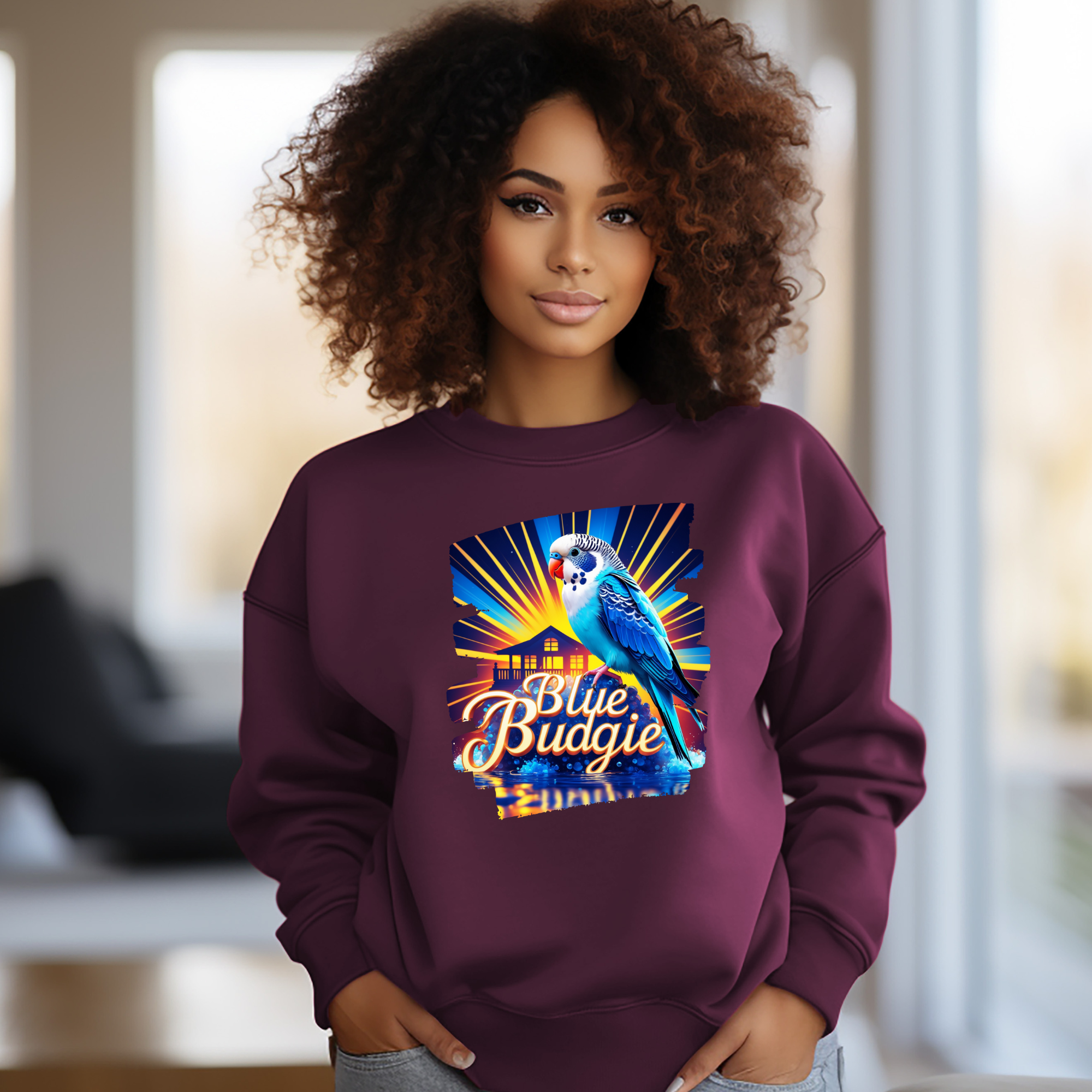 Blue Budgie Sunrise Art Sweatshirt