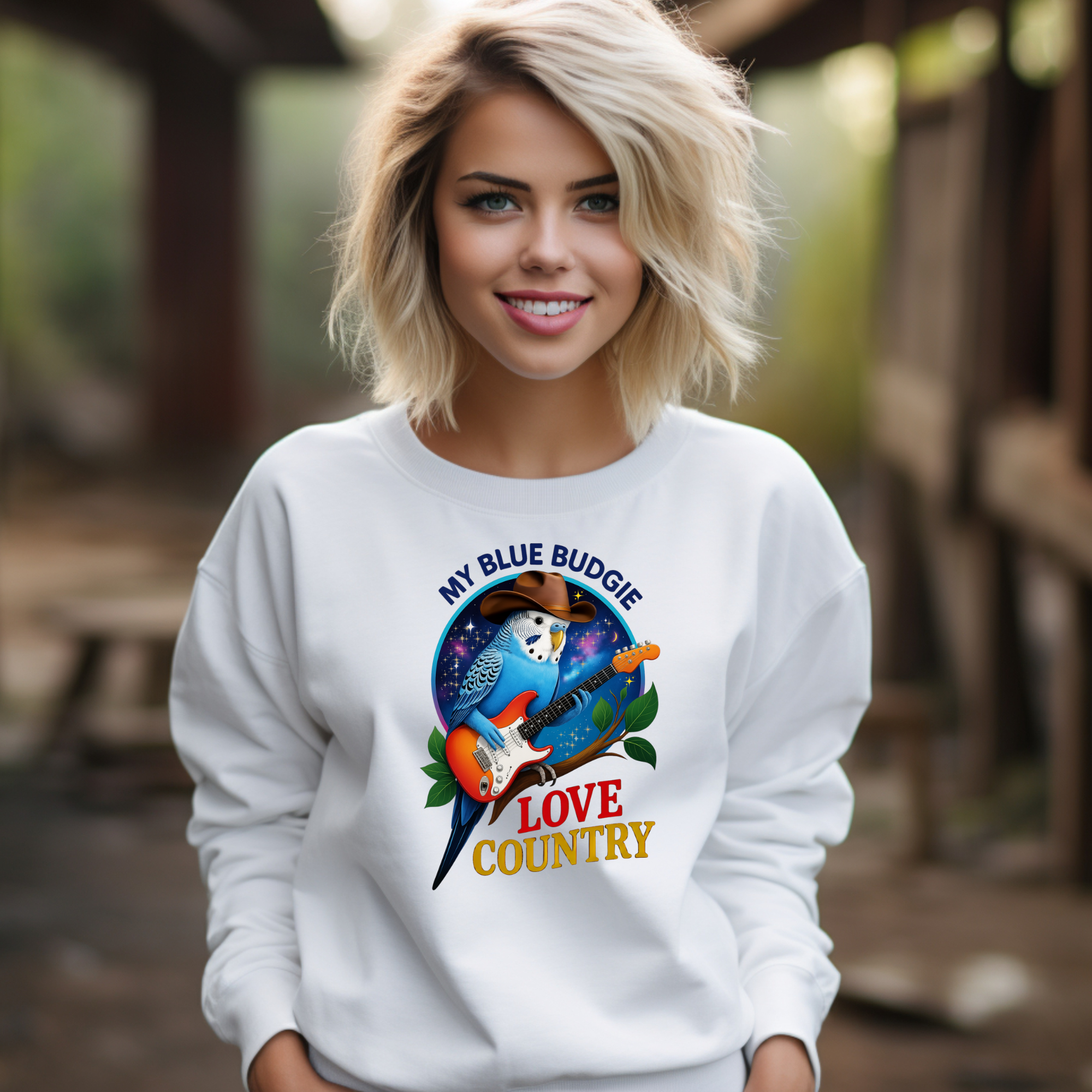 Blue Budgie Love Country Sweatshirt