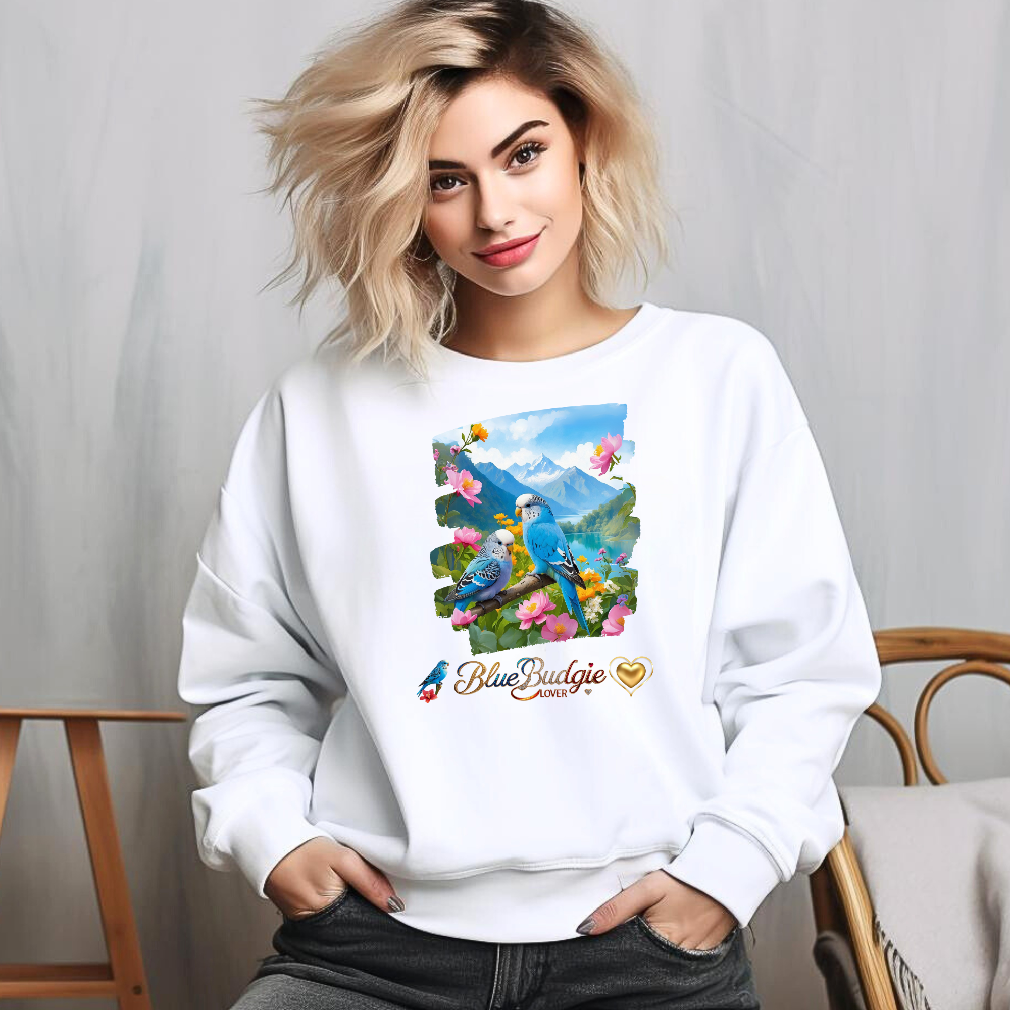 Blue Budgie Lover Nature Sweatshirt