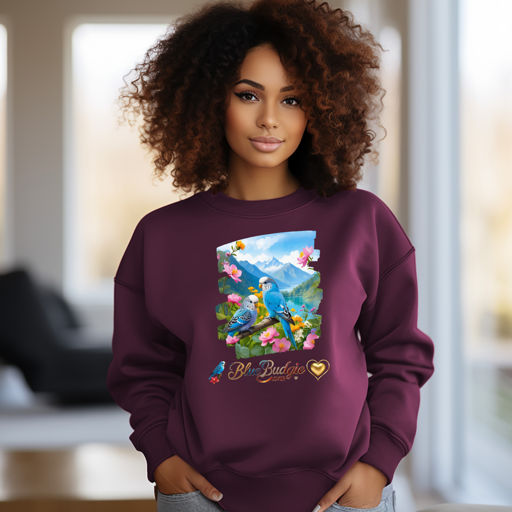Blue Budgie Lover Nature Sweatshirt