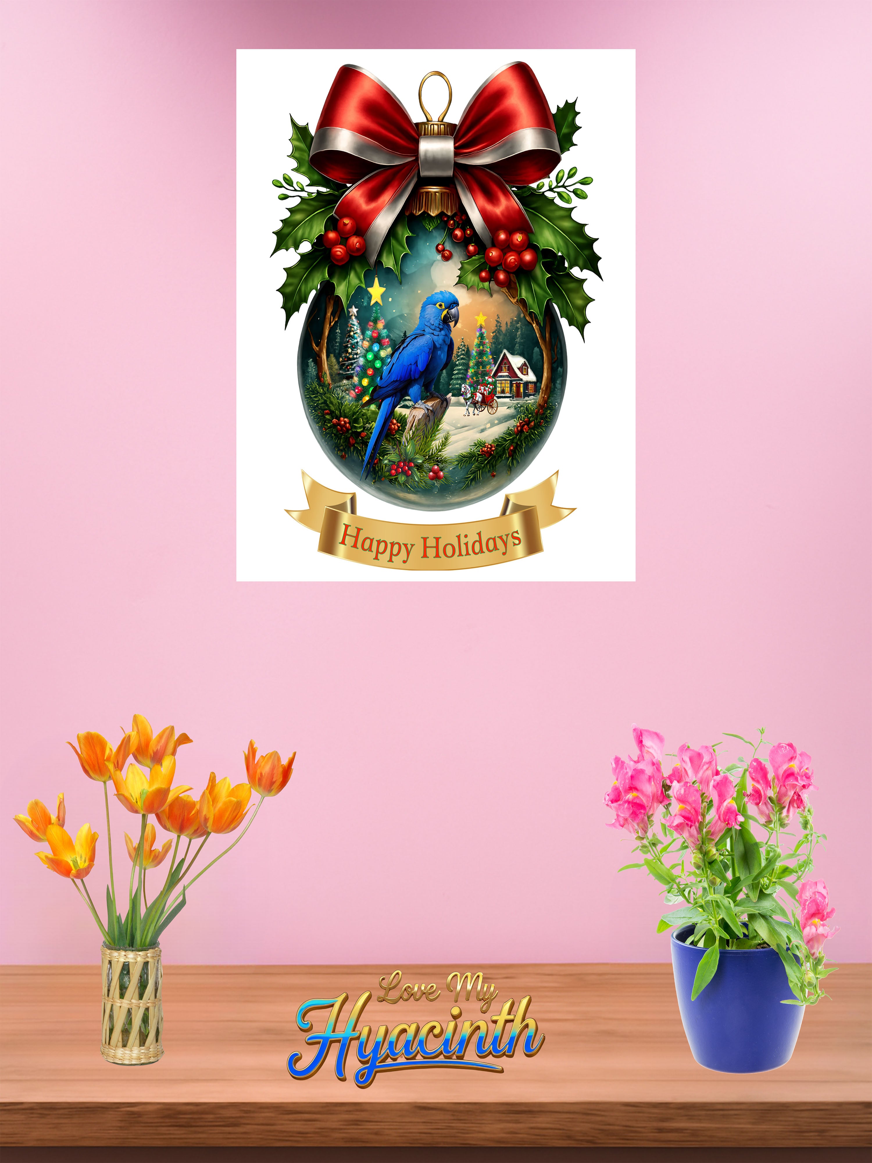 Happy Holidays Hyacinth Bow Wall-Hanging