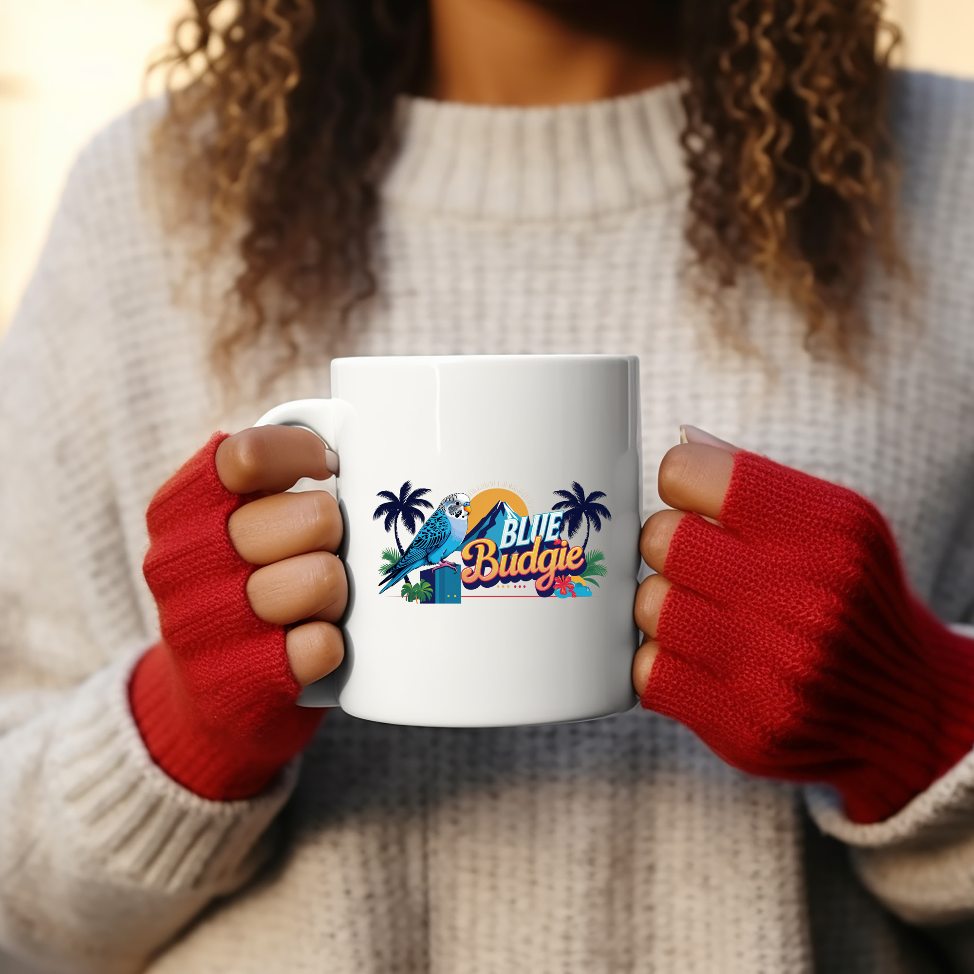 Blue Budgie Sunset Mountain Mug