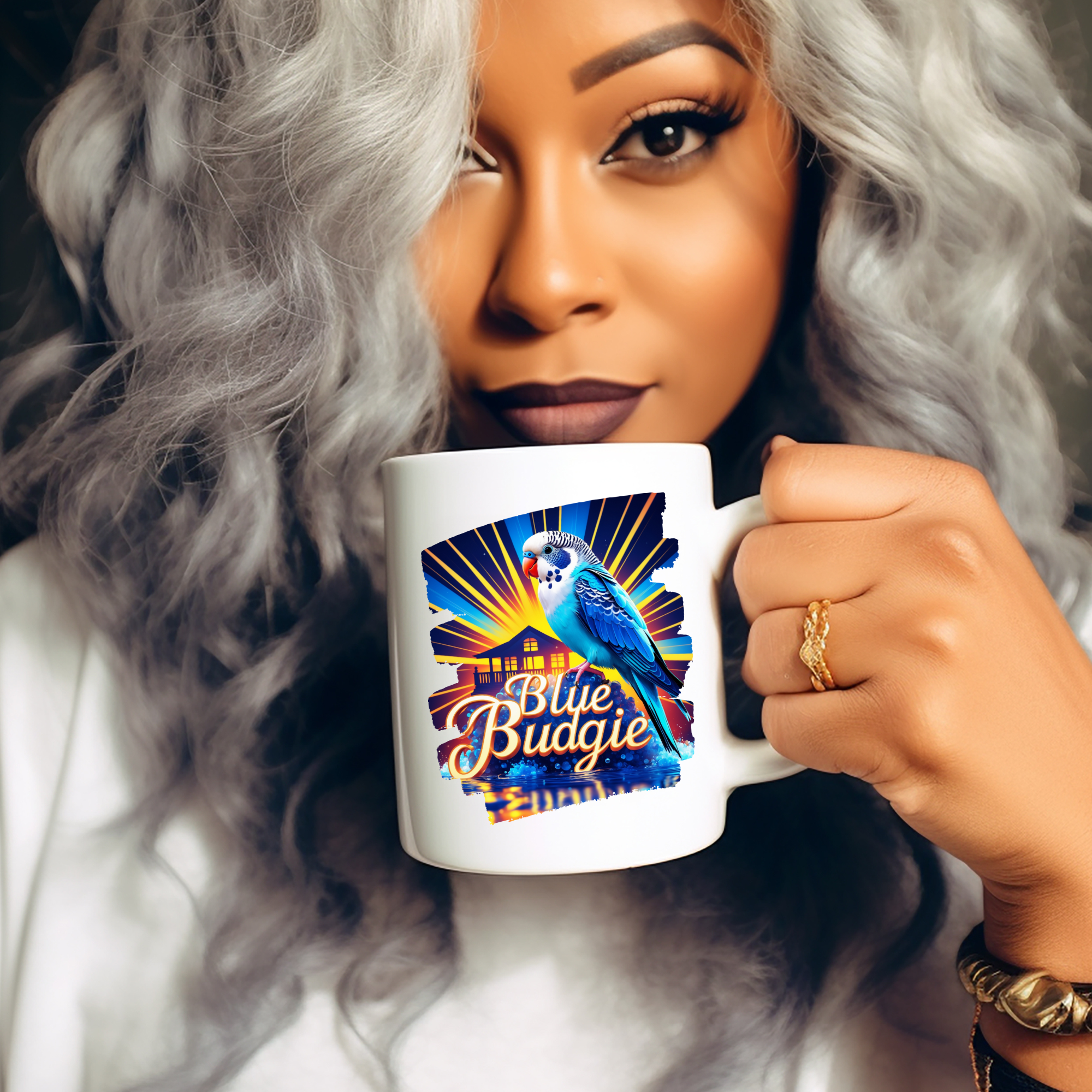 Blue Budgie Sunrise Mug