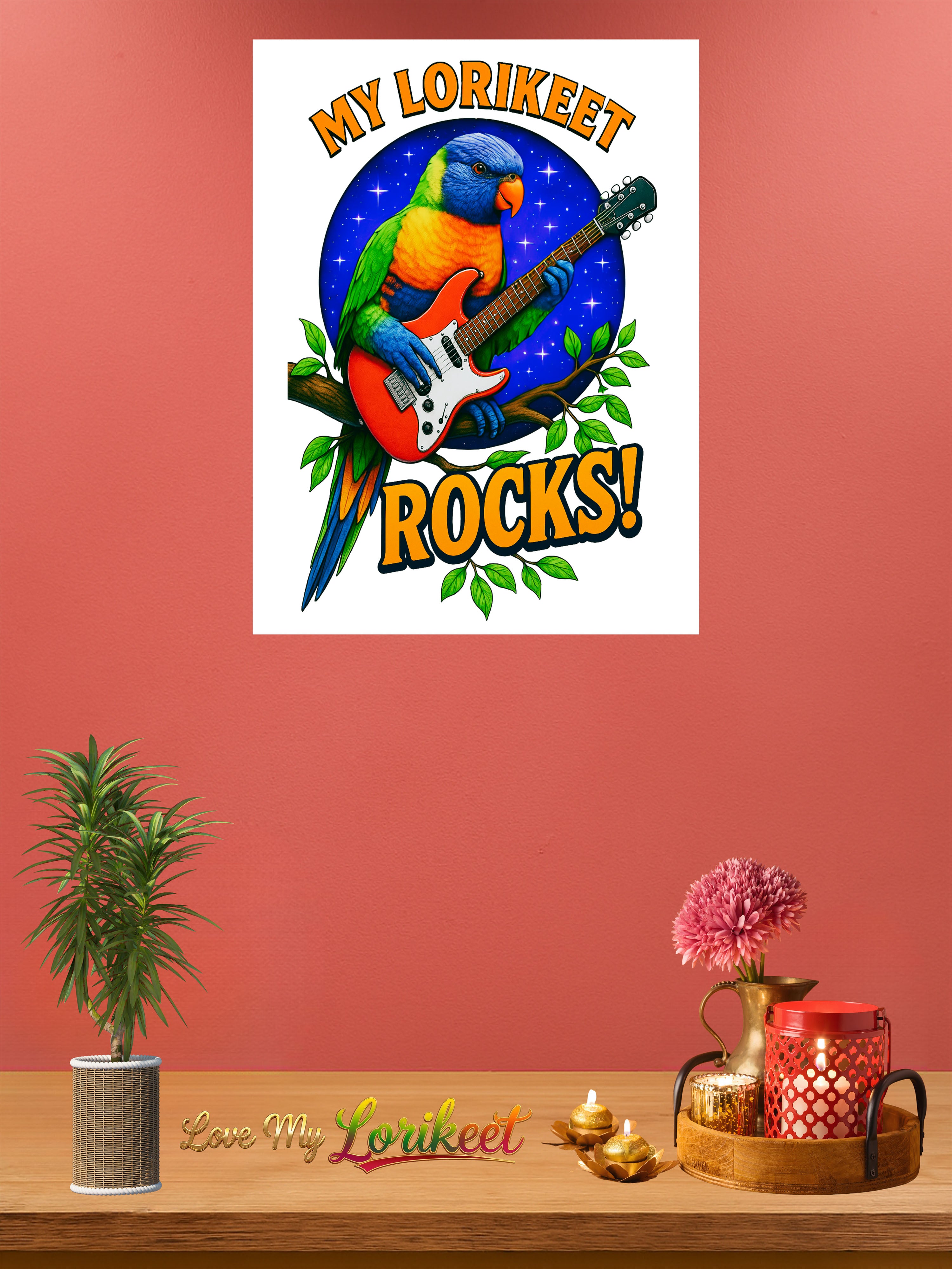 My Lorikeet Rocks Guitar Wall-Hanging