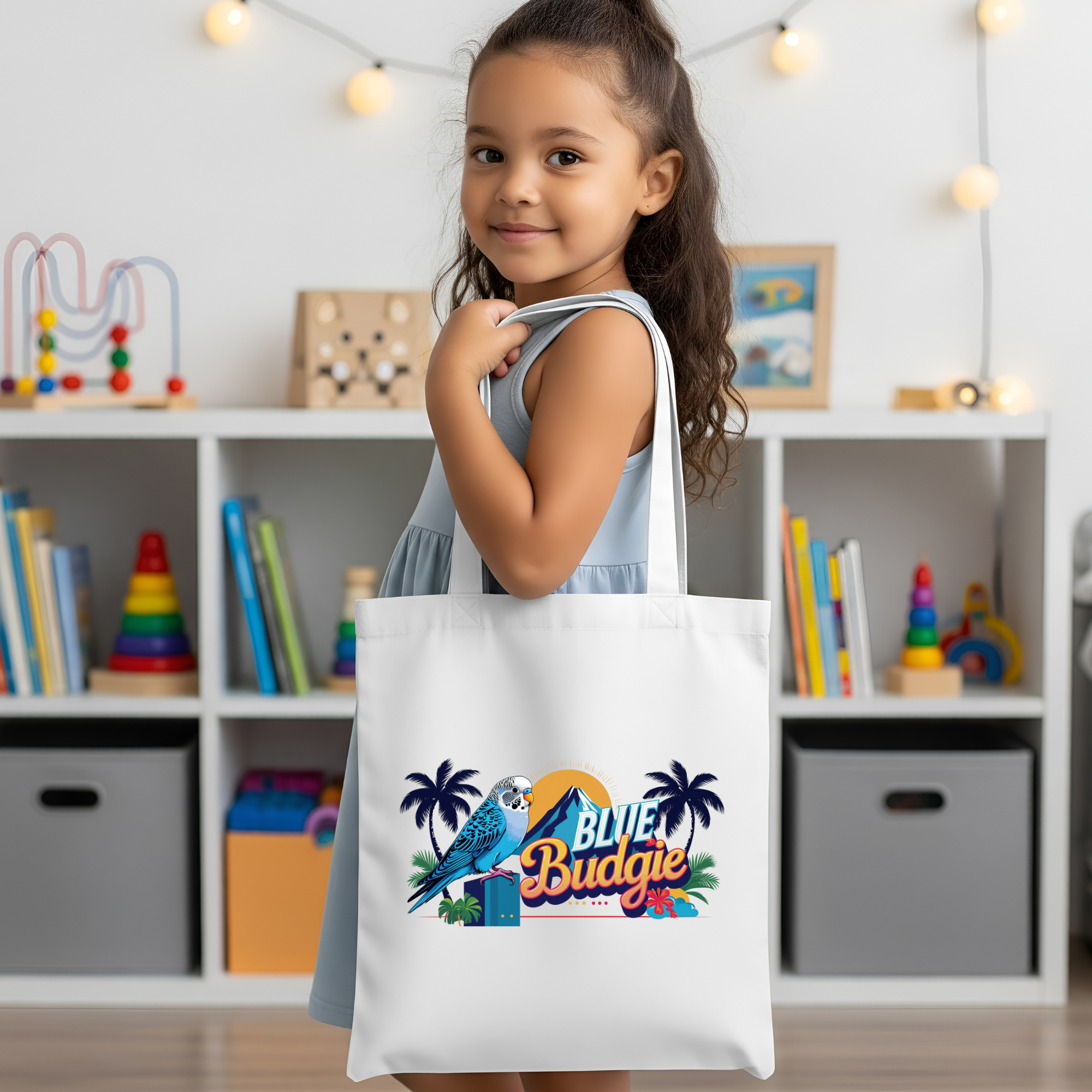 Blue Budgie Sunset Mountain Tote Bag