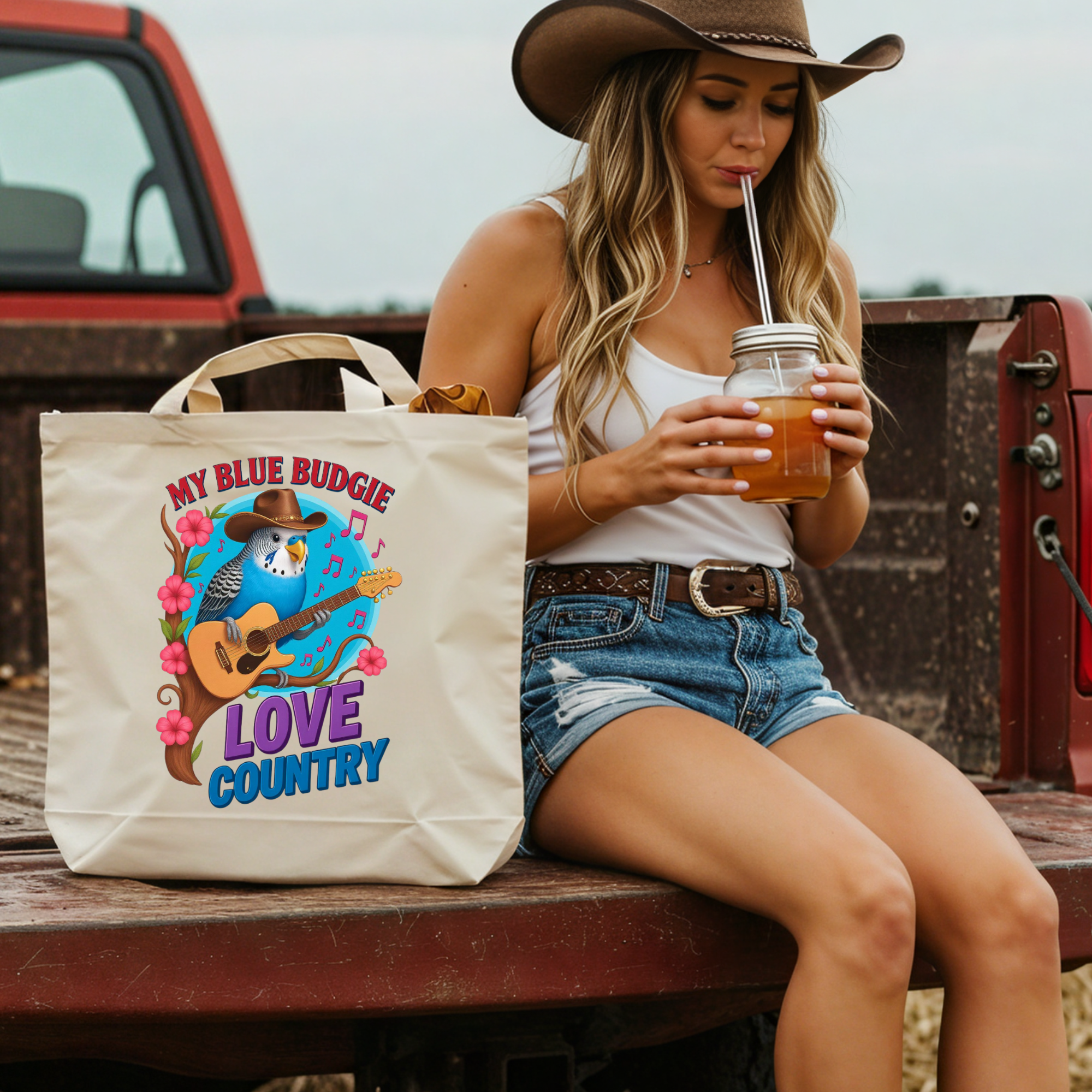 My Blue Budgie Loves Country Tote Bag