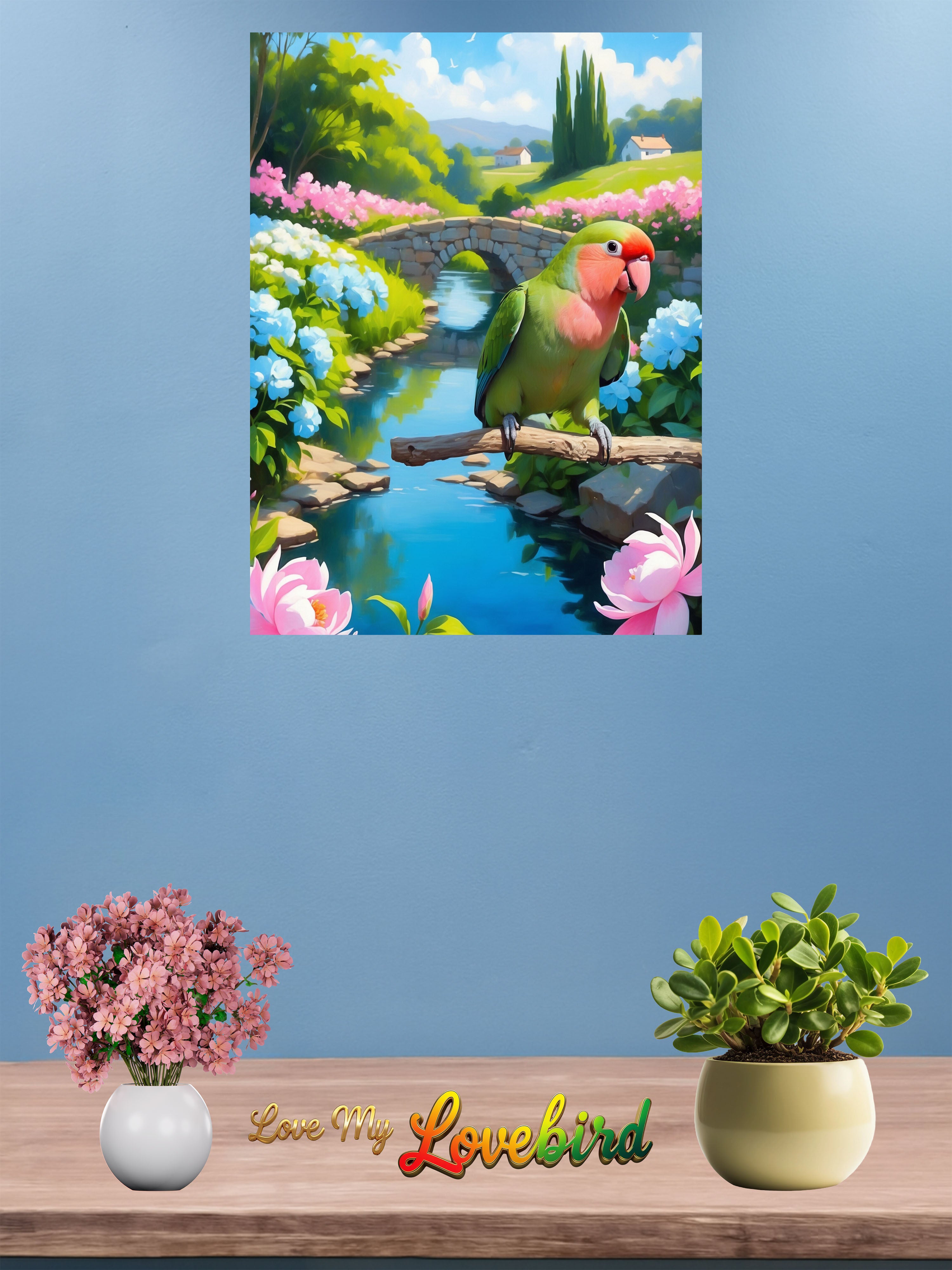 Floral Lovebird River Wall-Hanging