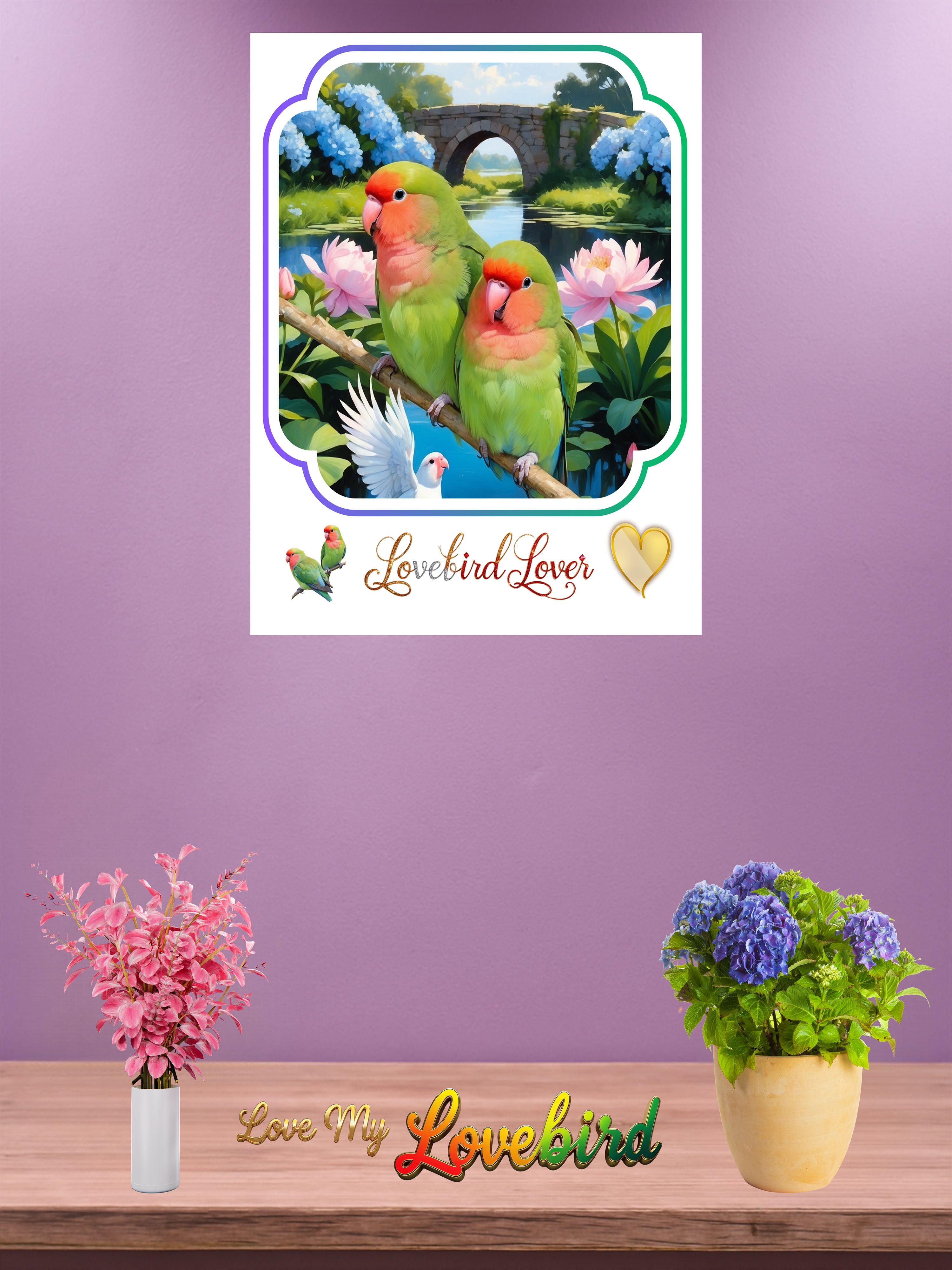 Lovebird Lover Floral Scenic Wall-Hanging