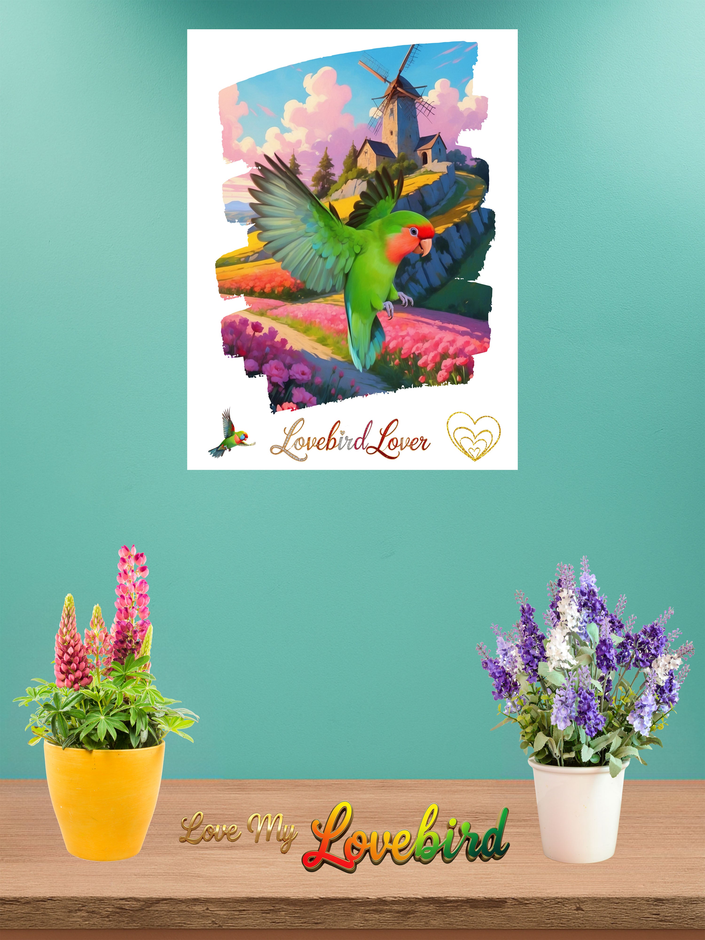 Lovebird Lover Floral Scenic Wall-Hanging