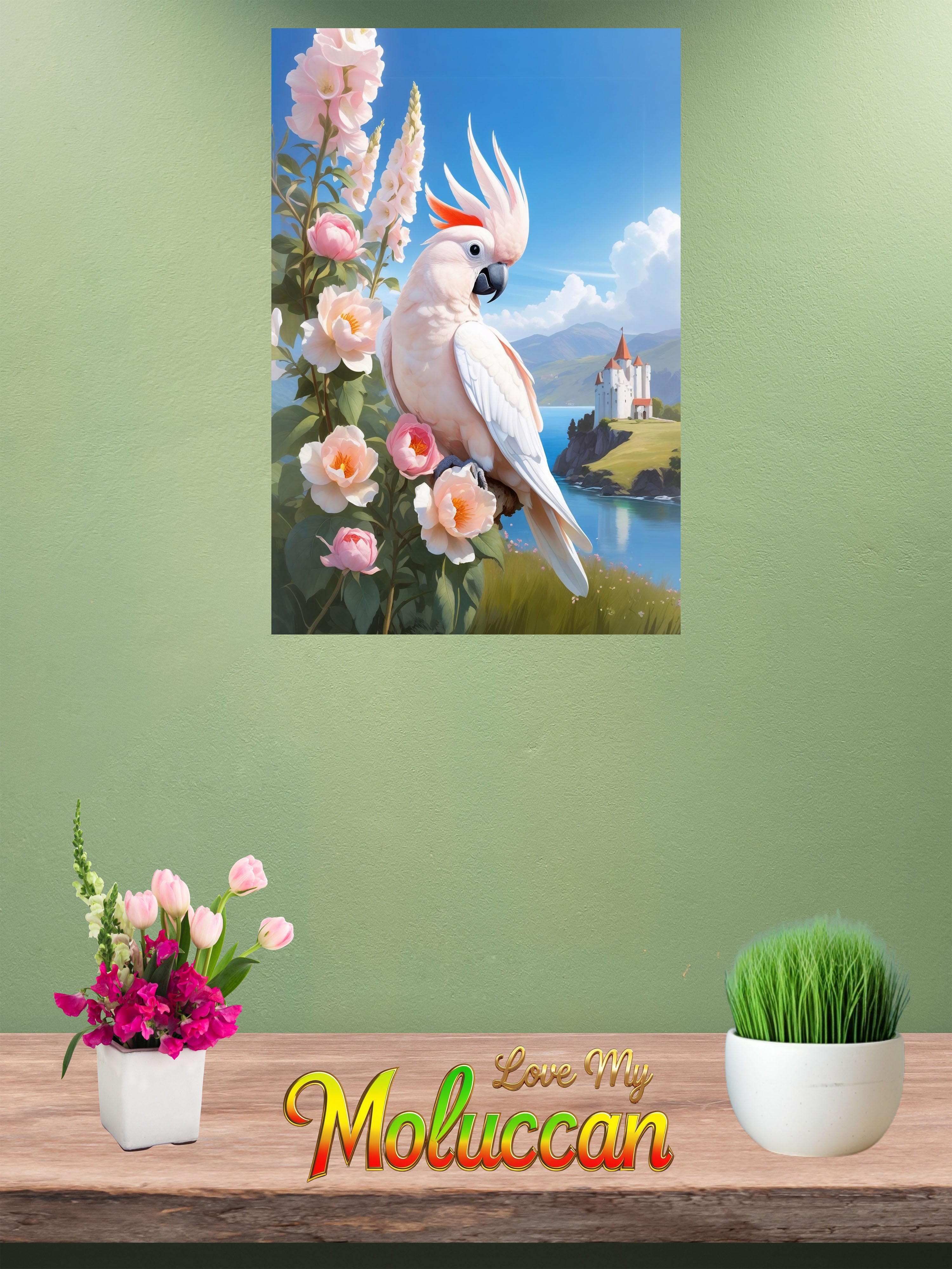 Moluccan Cockatoo Lover Floral Wall-Hanging