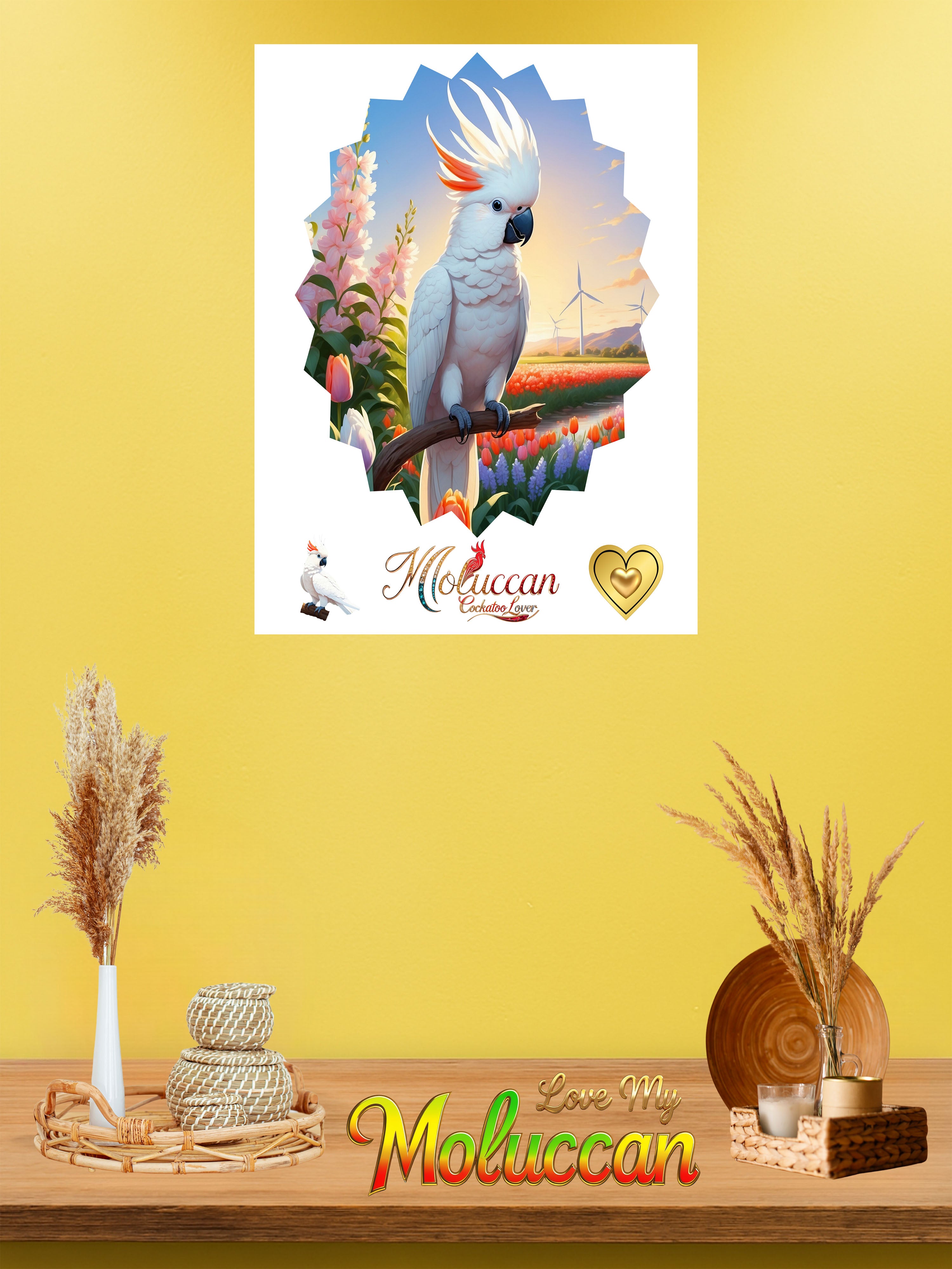 Moluccan Cockatoo Lover Floral Wall-Hanging