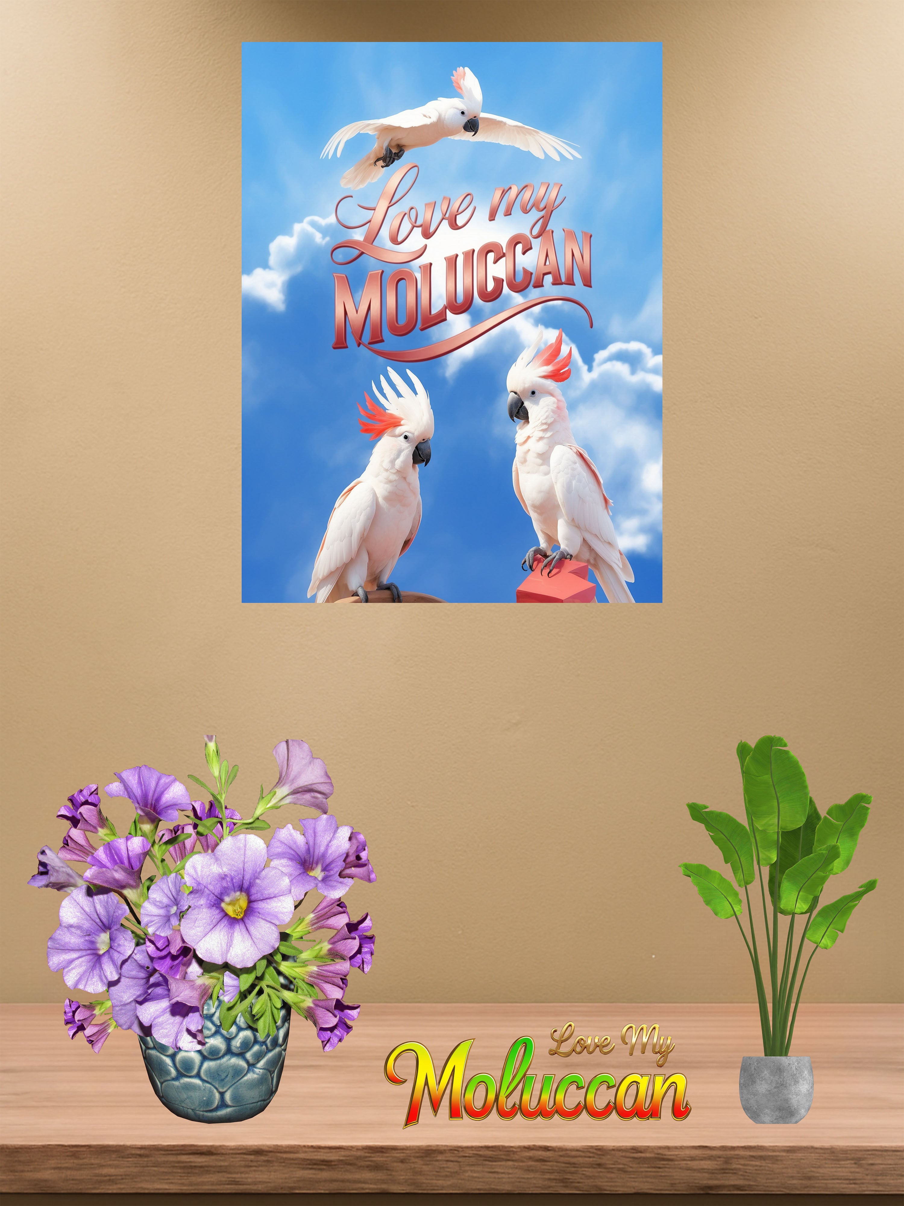 Moluccan cockatoo wall hanging