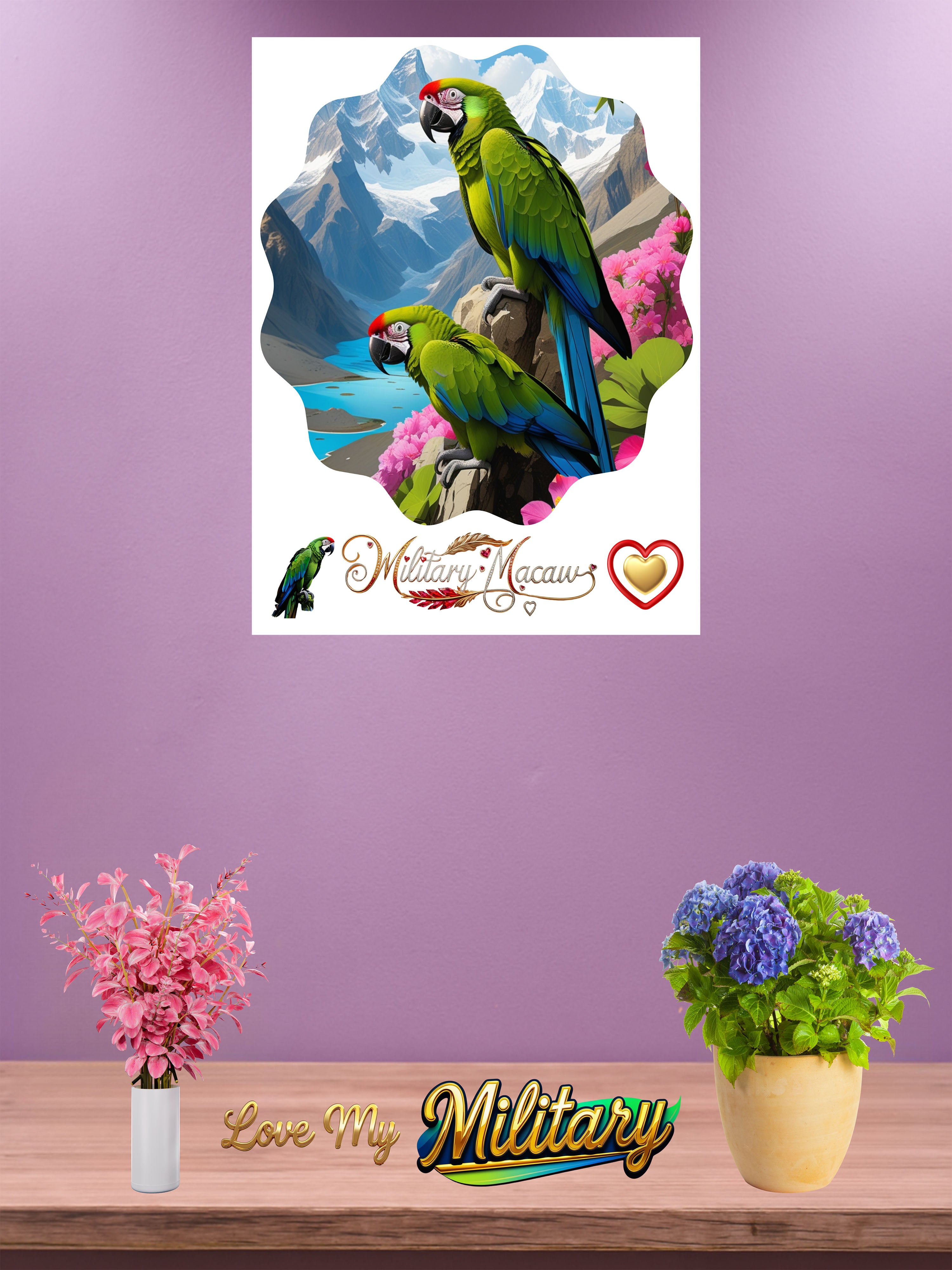 Military Macaw Lover Mountain Wall-Hanging