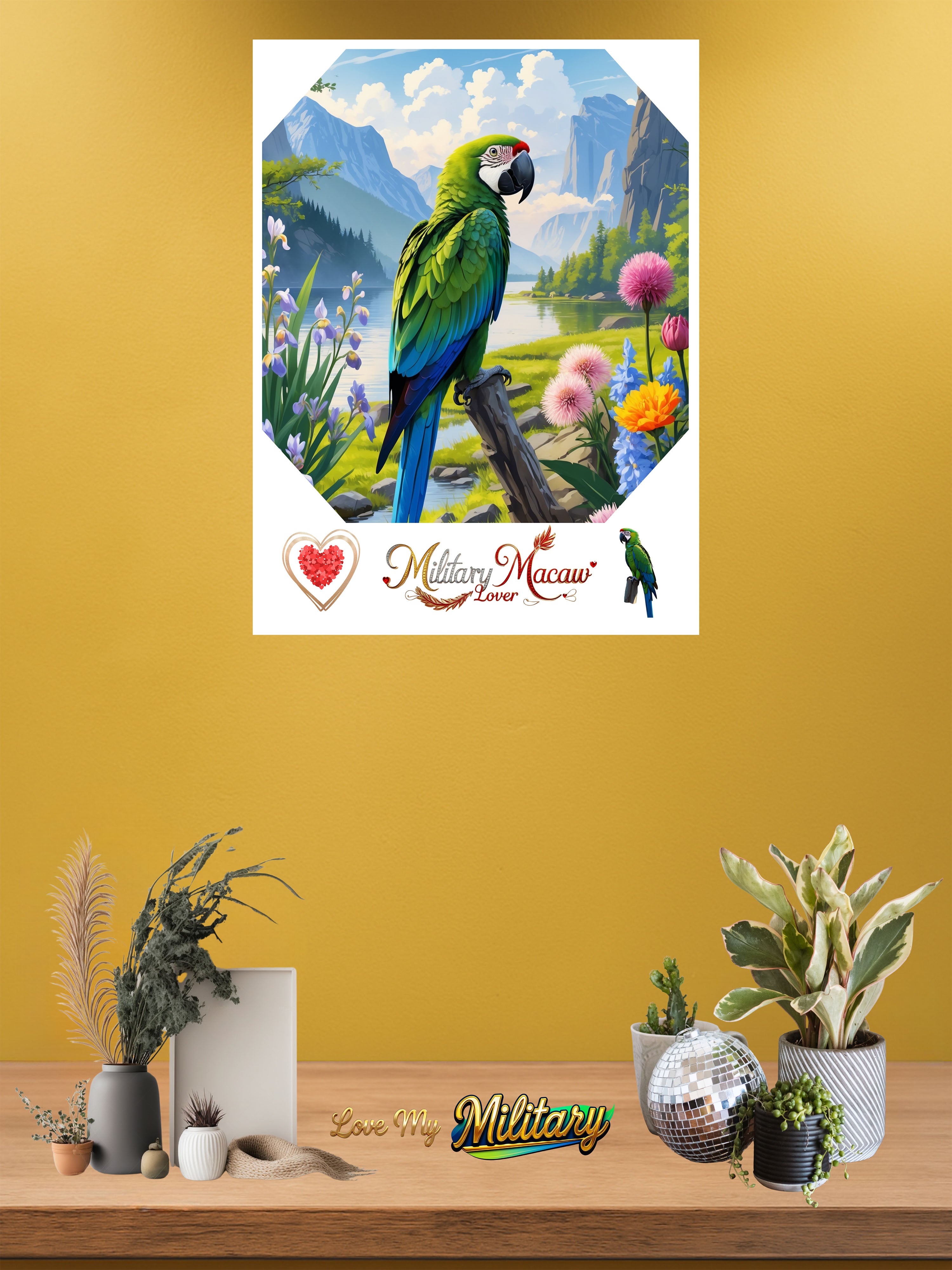 Military Macaw Lover Mountain Wall-Hanging