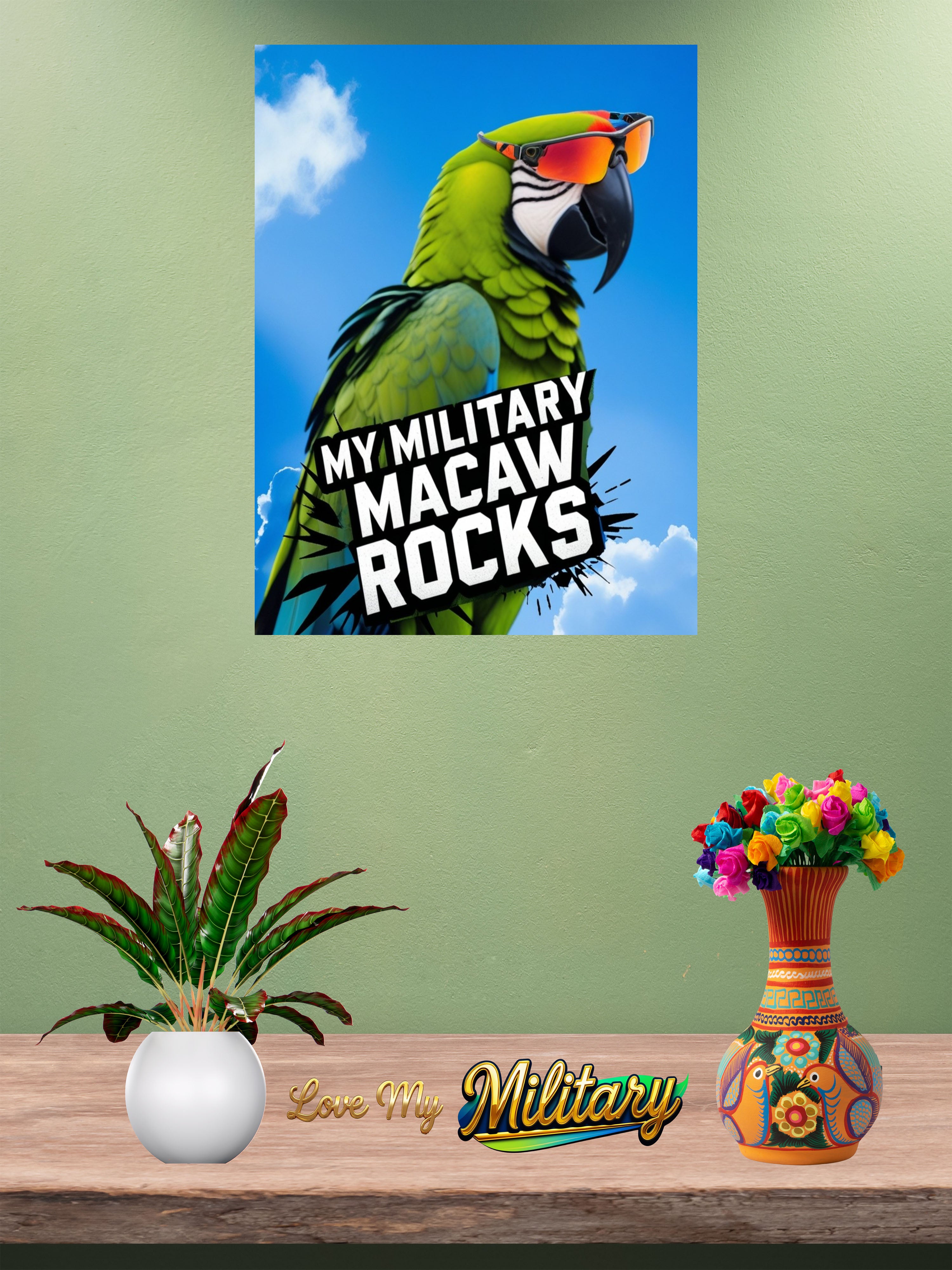 My Military Macaw Rocks Wall-Hanging