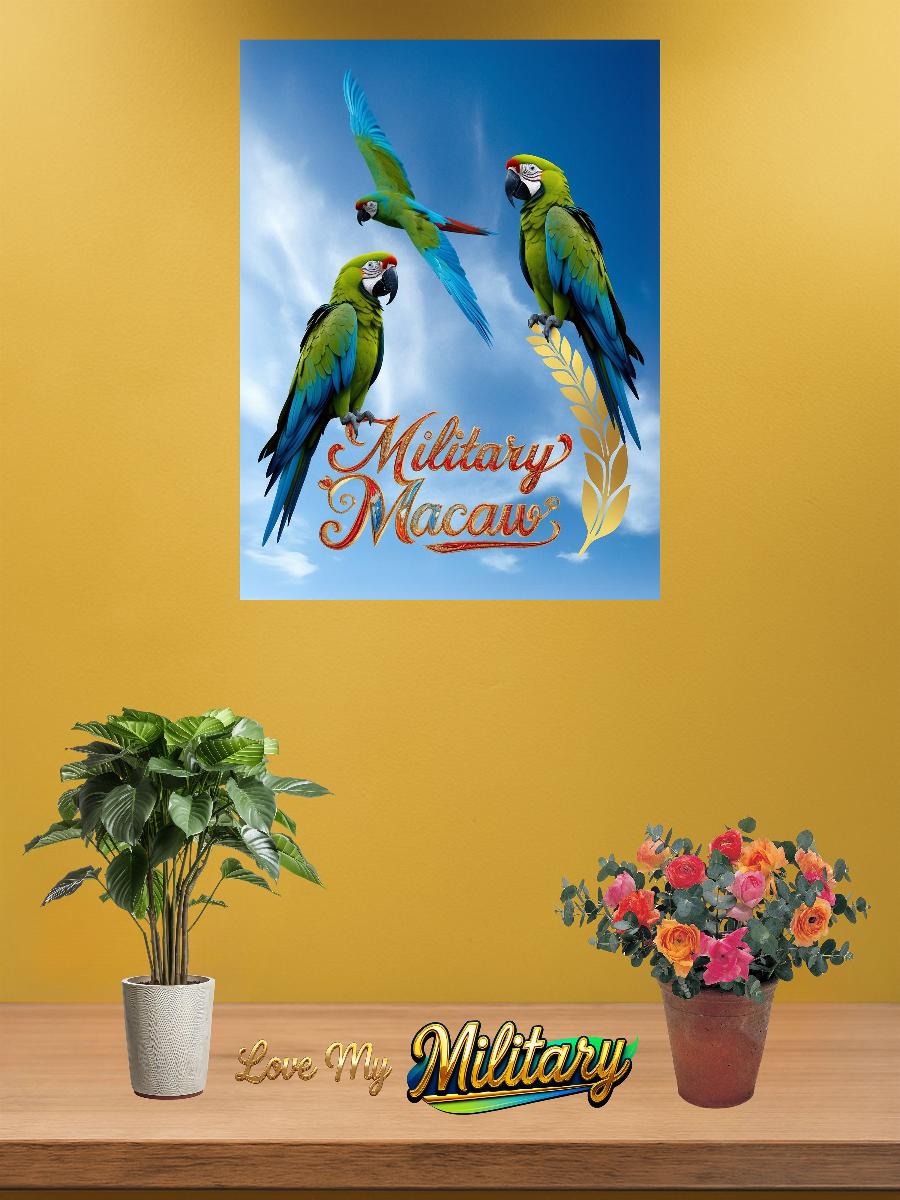 Military Macaw Flying Sky Wall-Hanging