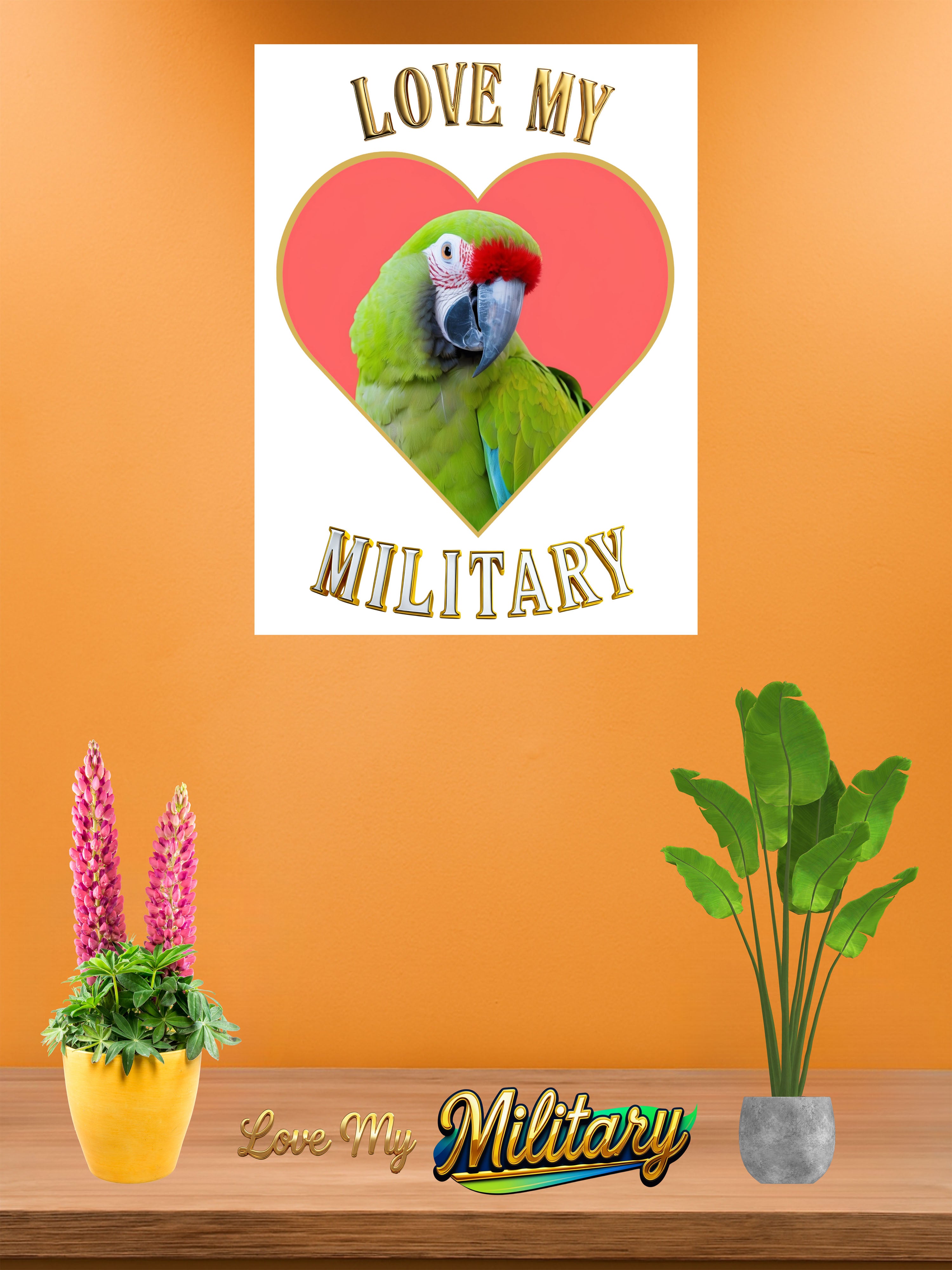 Love My Military Macaw Wall-Hanging