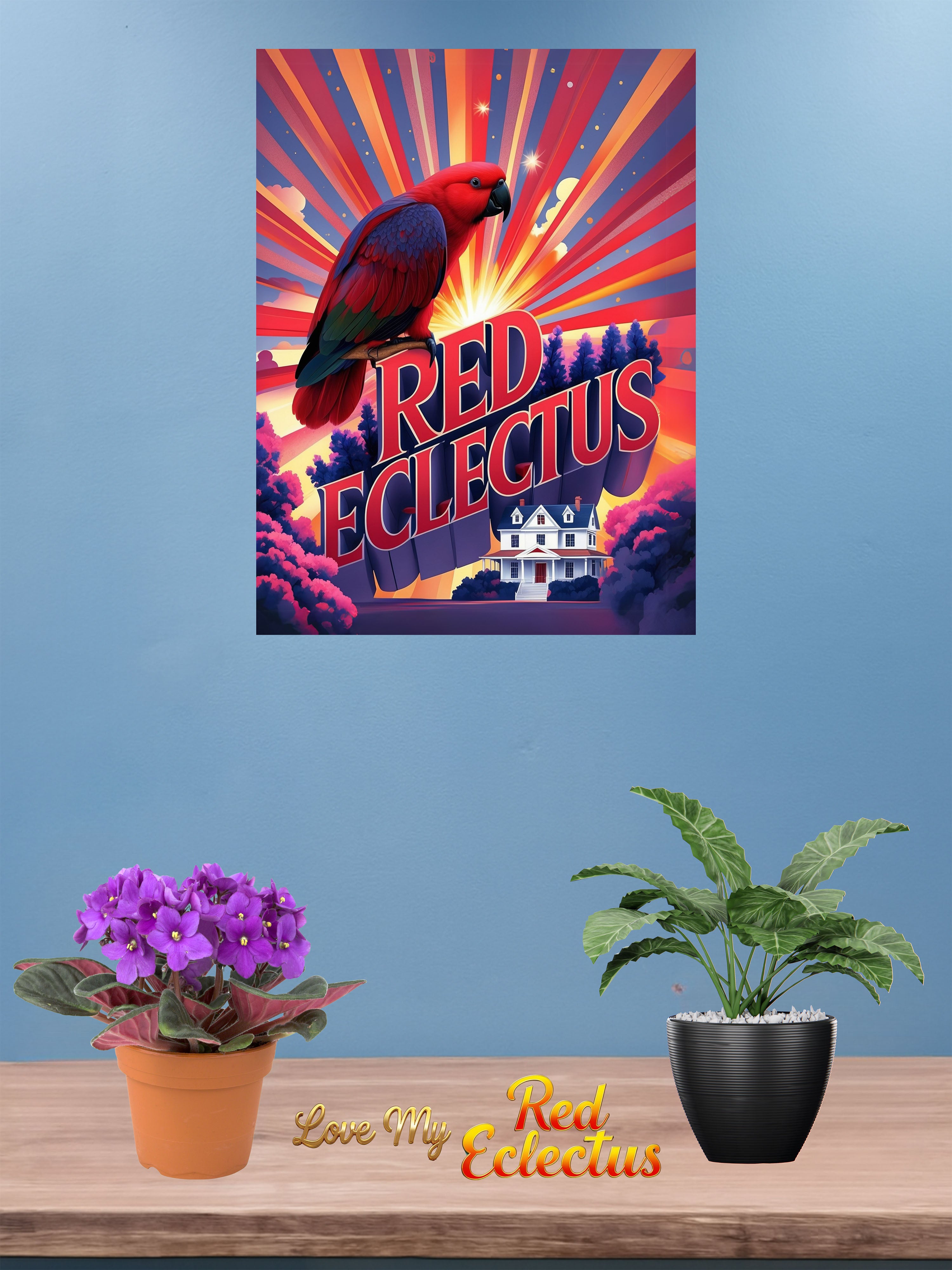 Red eclectus wall hanging