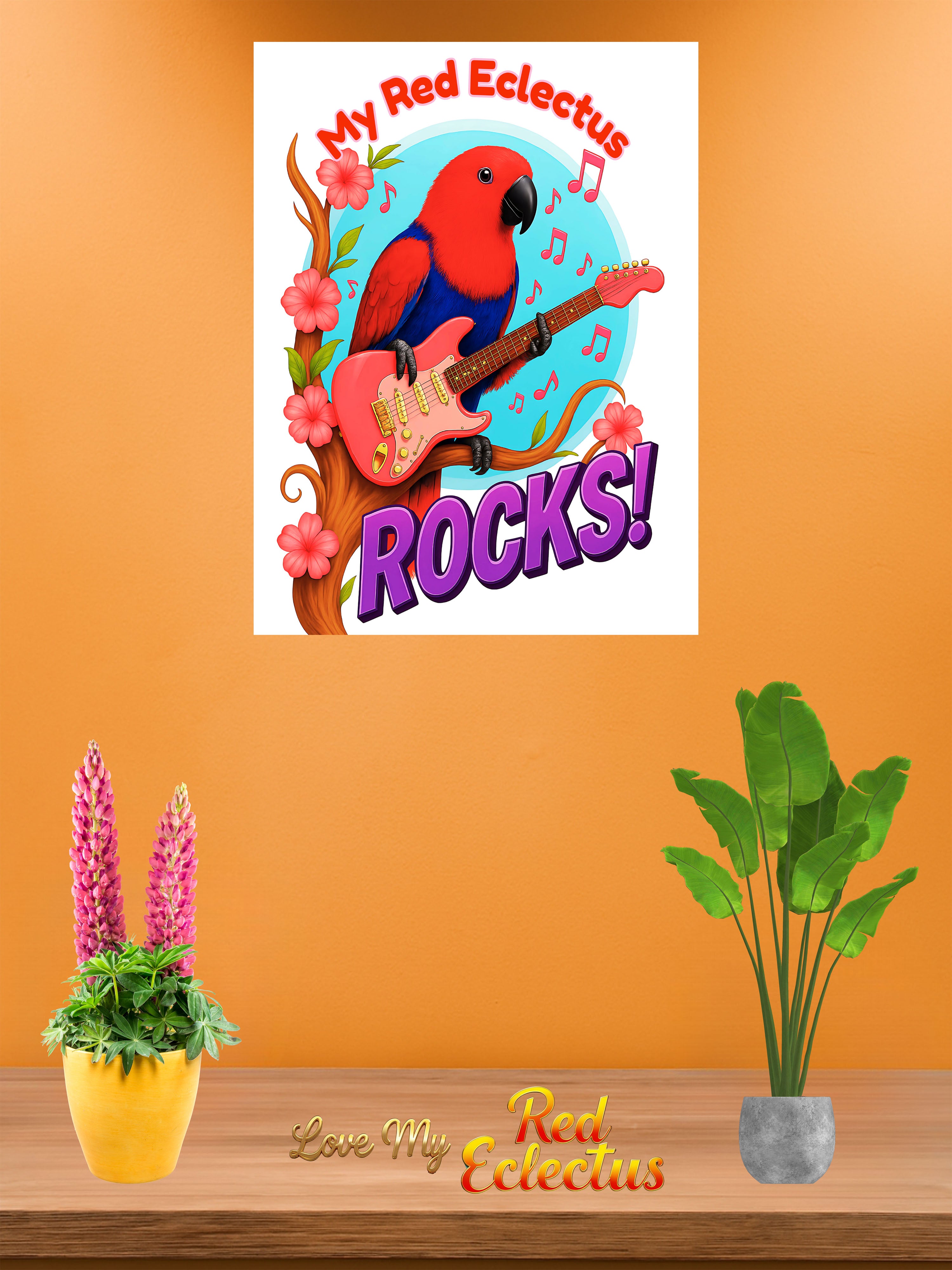 Red eclectus wall hanging