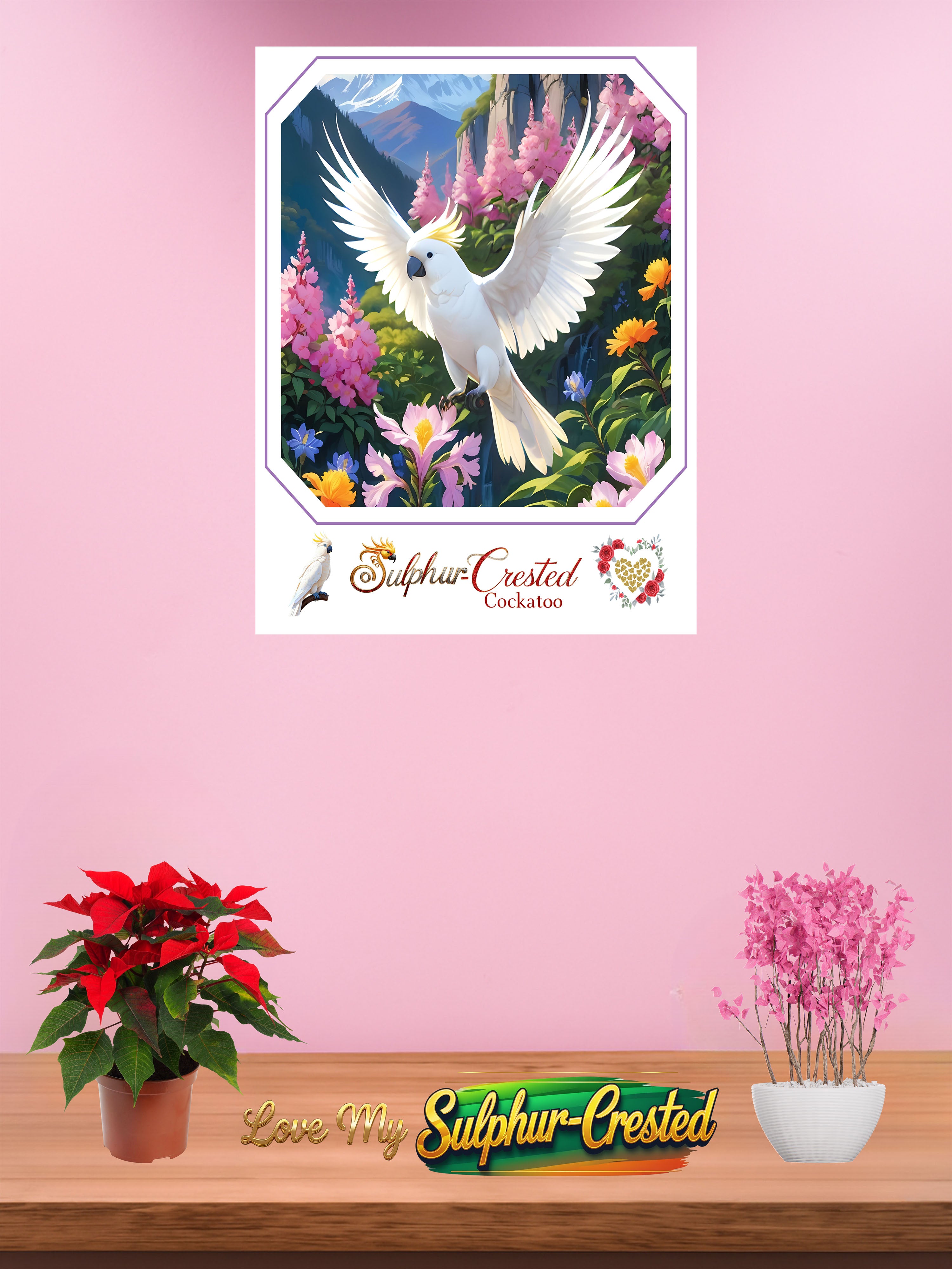 Floral Sulphur Crested Cockatoo Lover Wall-Hanging