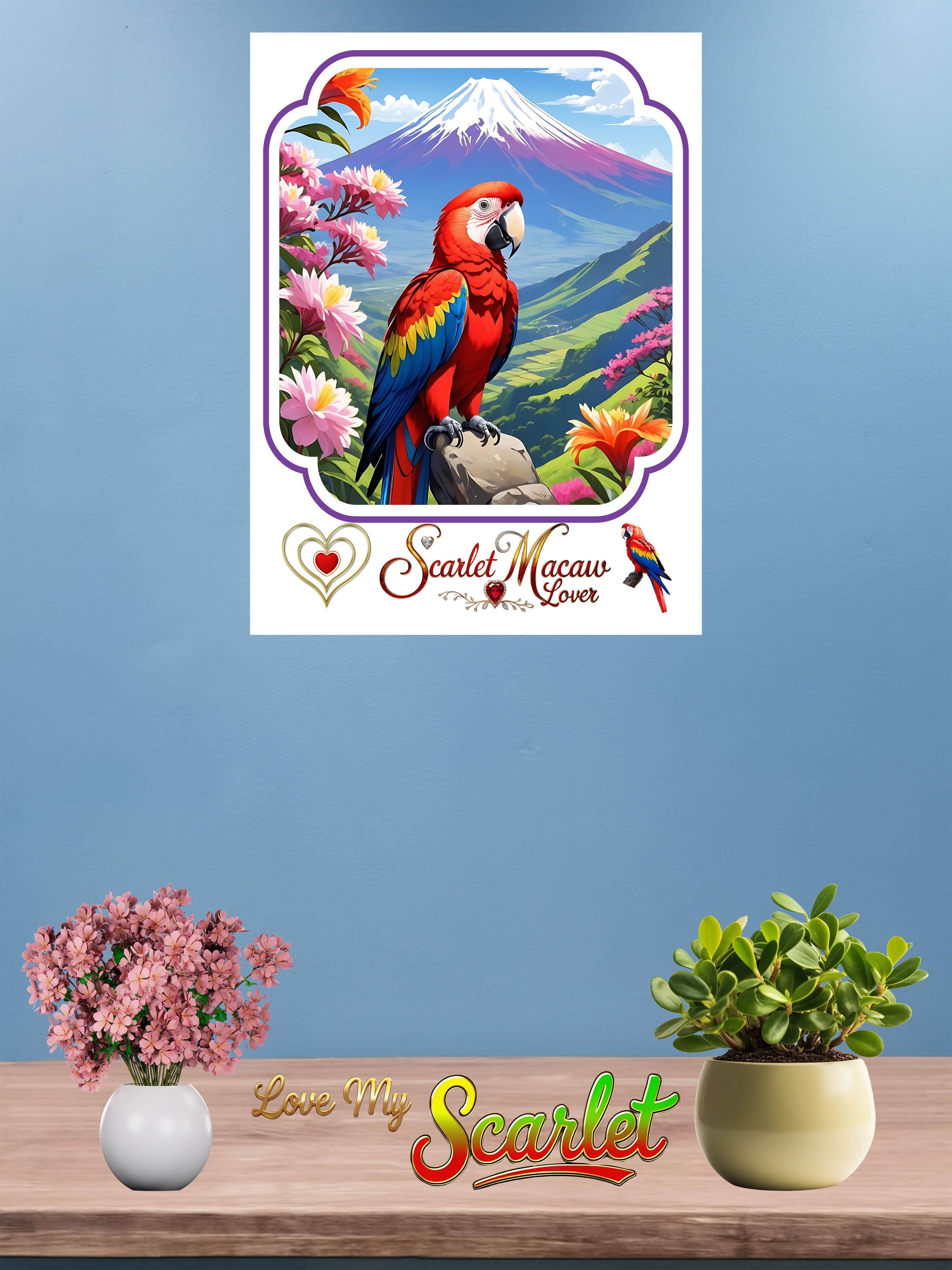 Scarlet Macaw Lover Floral Scenic Wall-Hanging