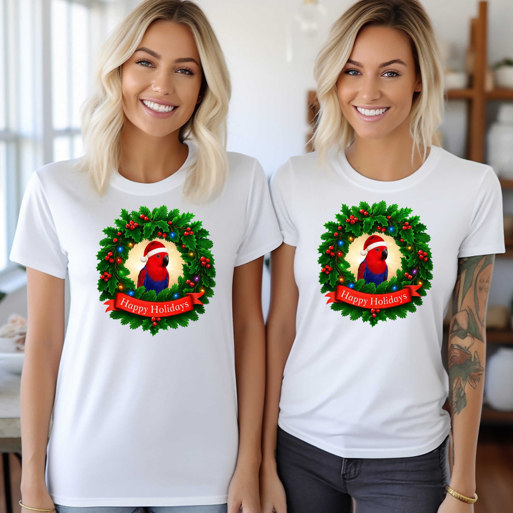 Christmas Happy Holidays Red Eclectus T-Shirt