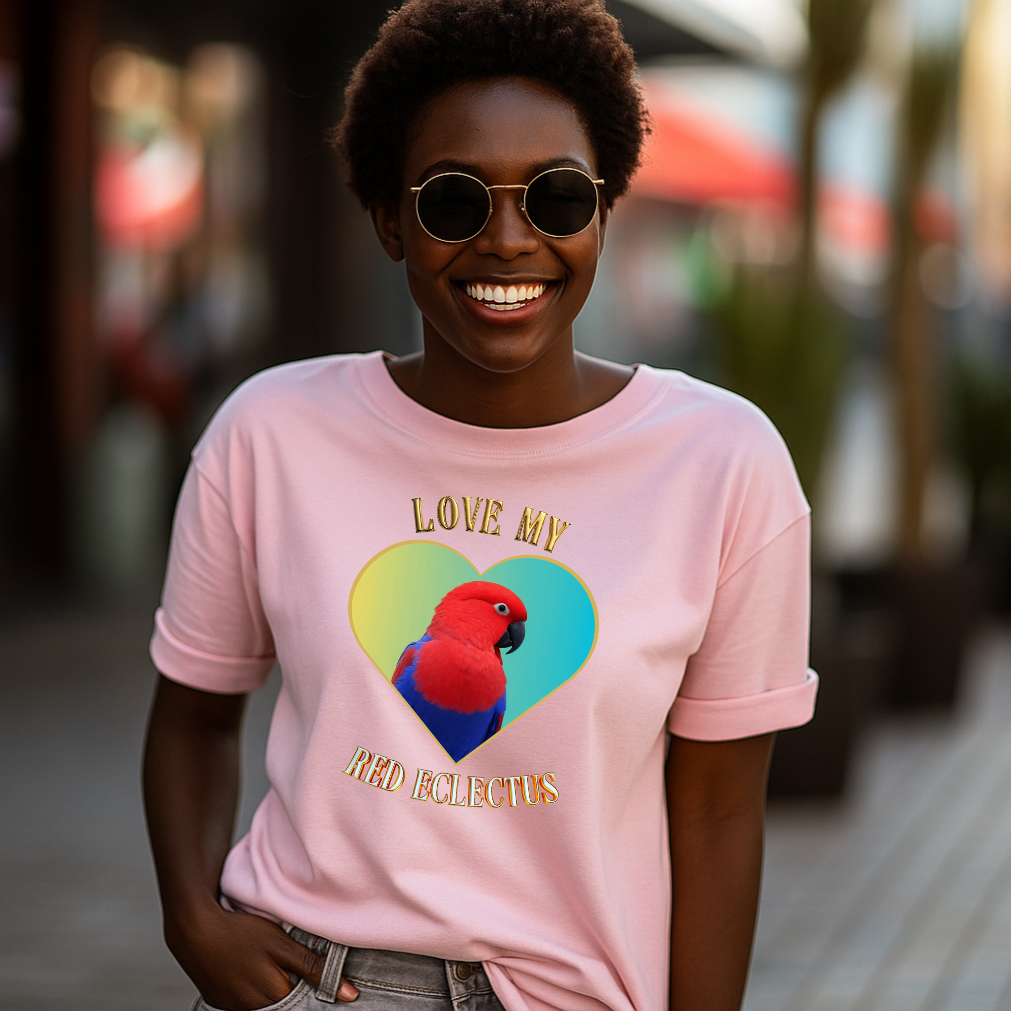 Love My Red Eclectus Heart T-Shirt