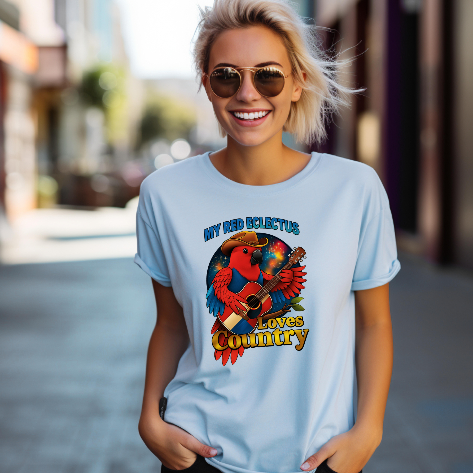 My Red Eclectus Loves Country T-Shirt