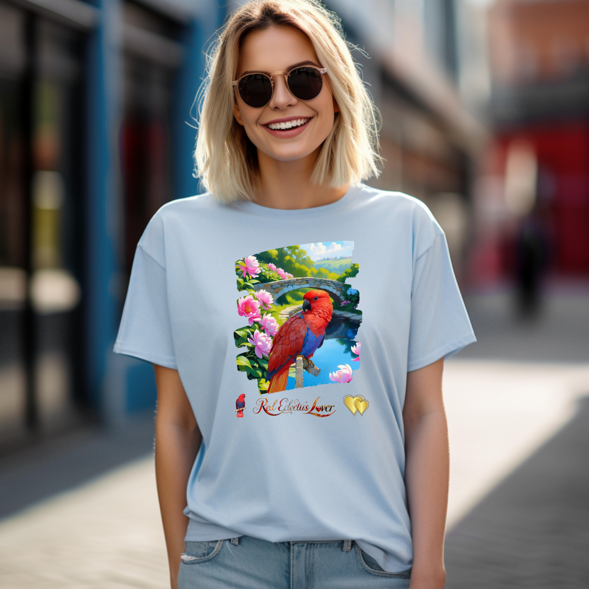 Red Eclectus Lover Bridge T-Shirt