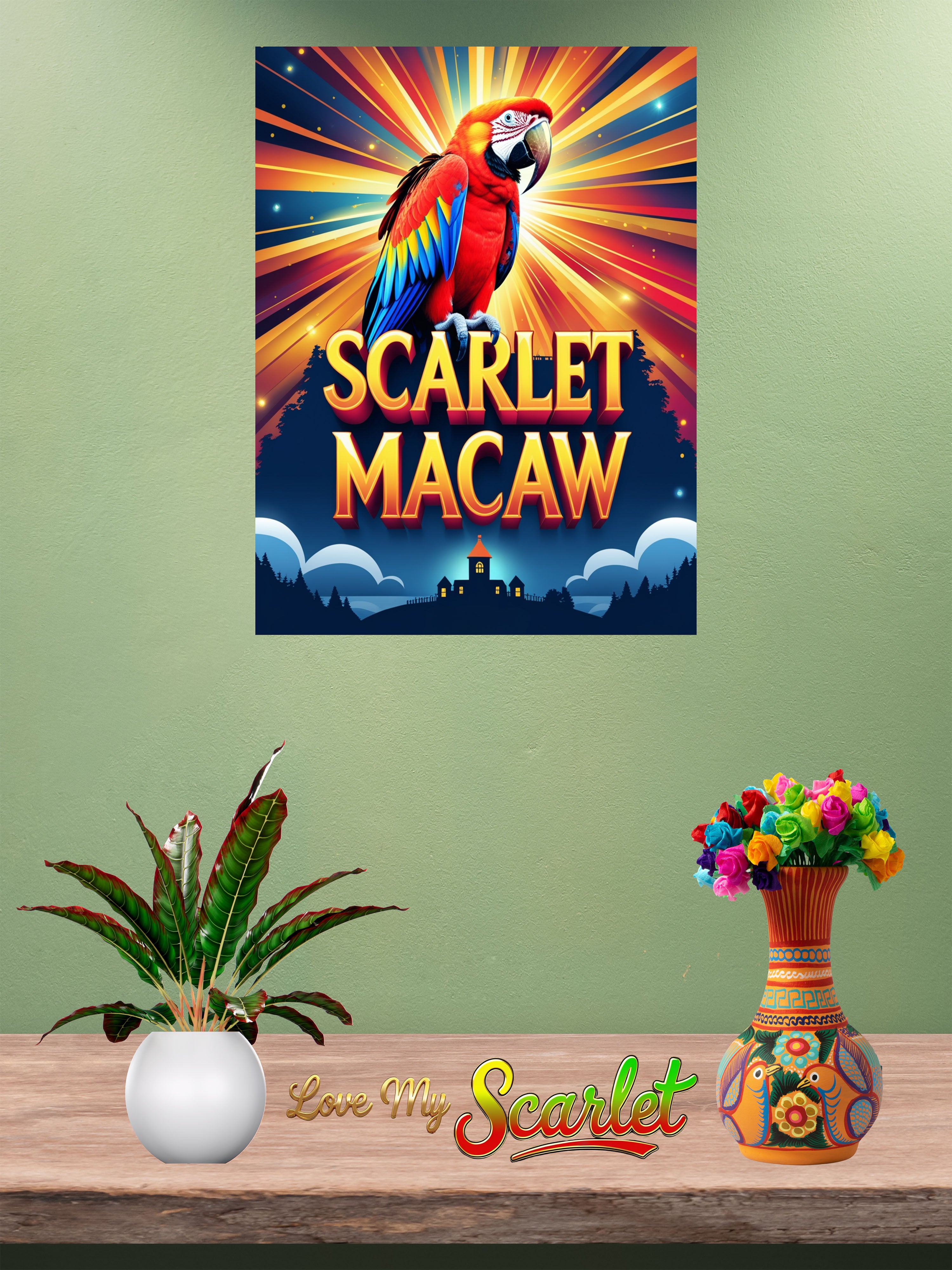 Red And Green Scarlet Macaw Wall-Hanging