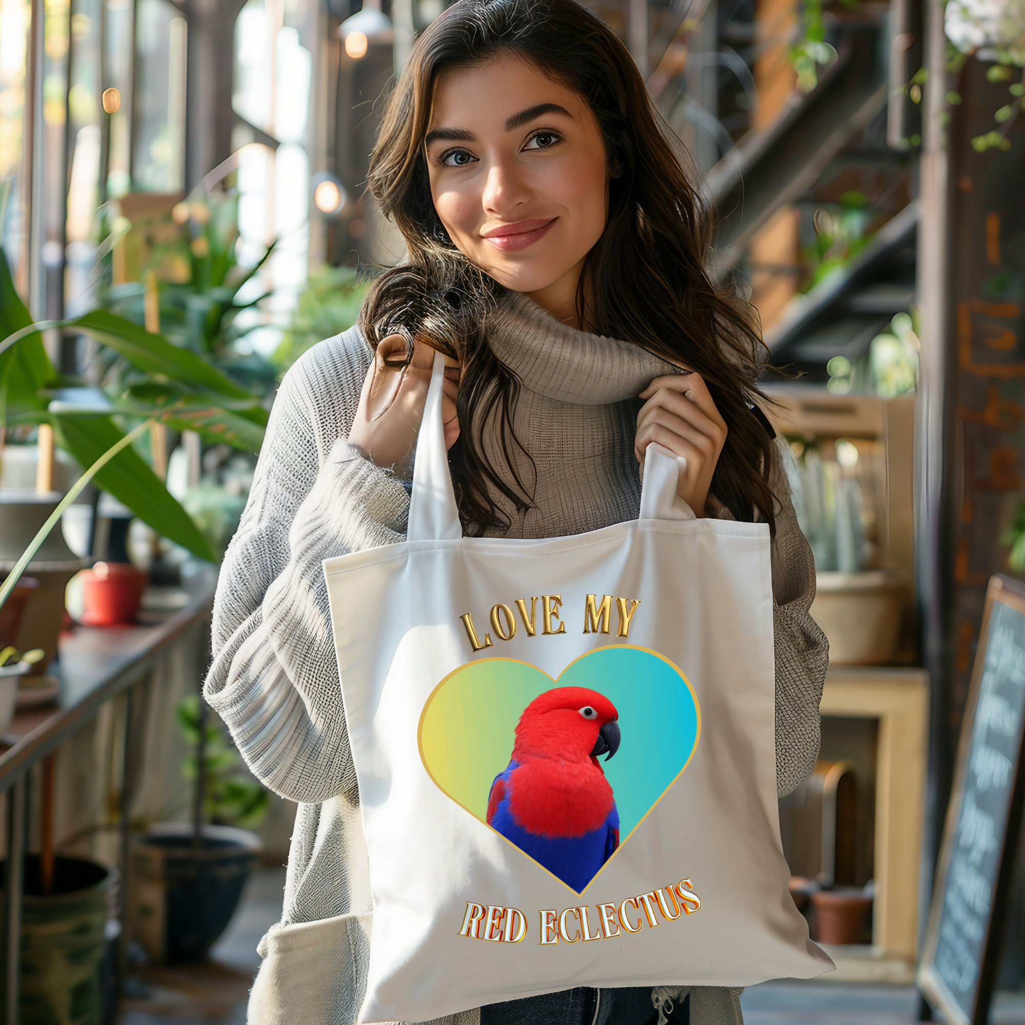 Red Eclectus Tote Bag