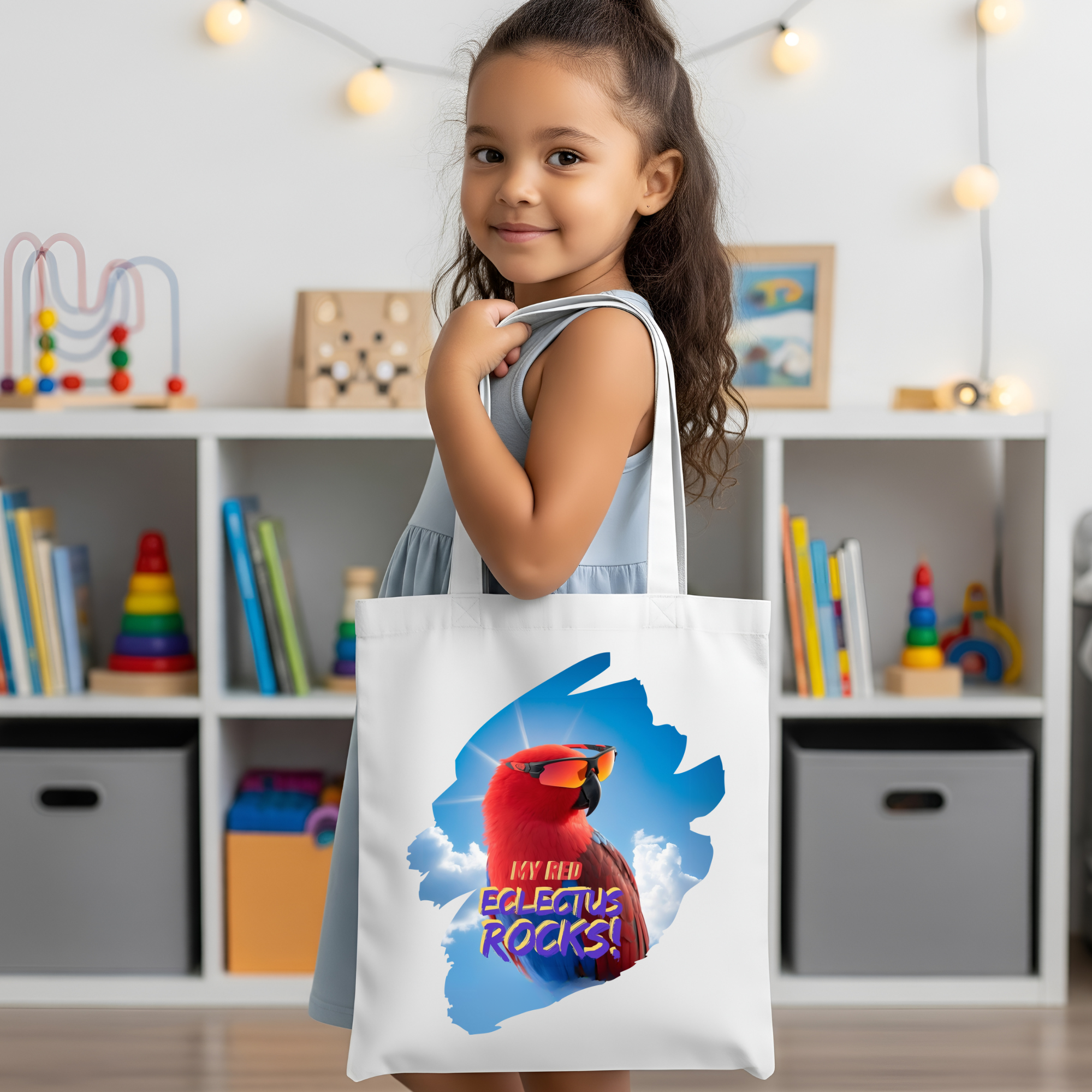 Red Eclectus Tote Bag