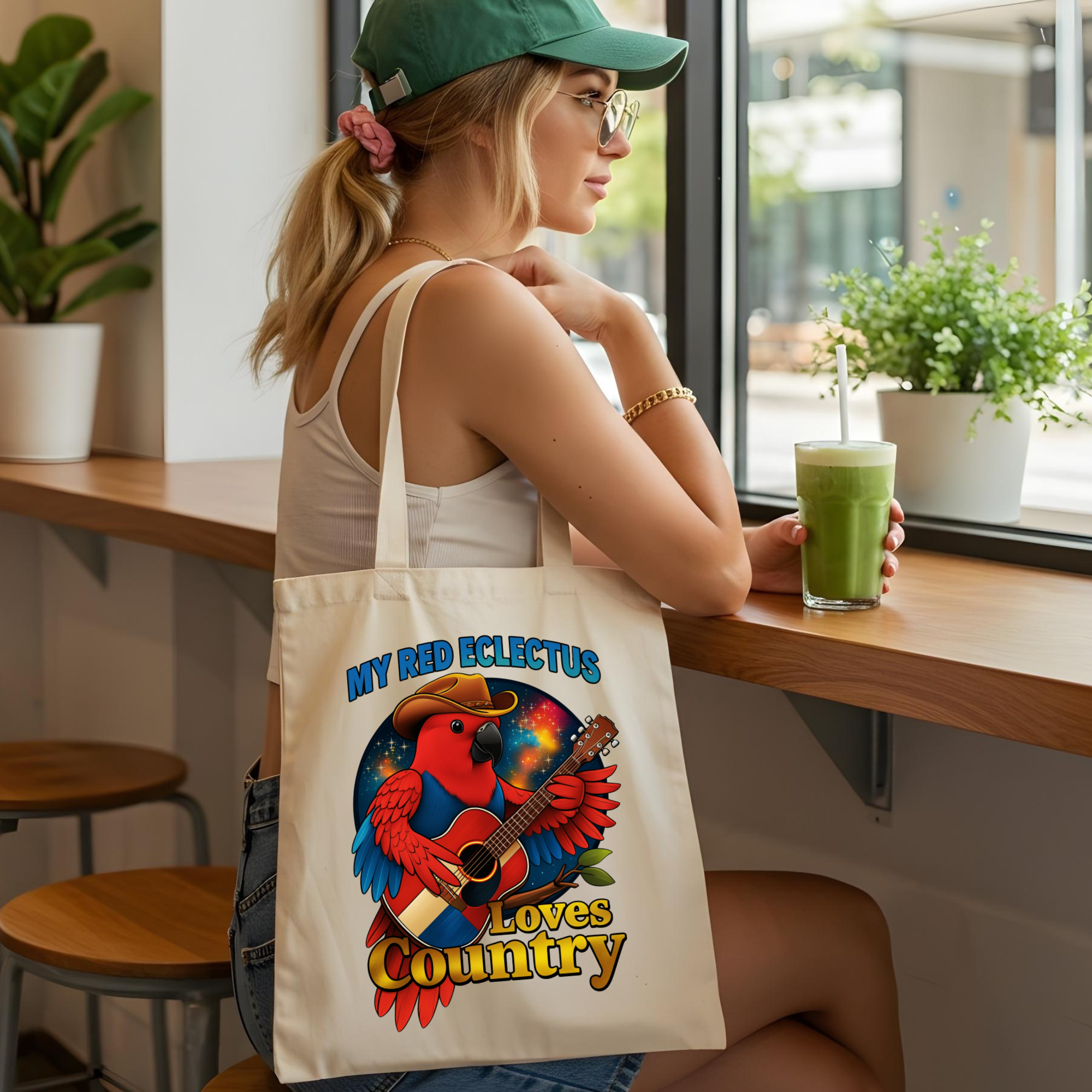 Red Eclectus Tote Bag