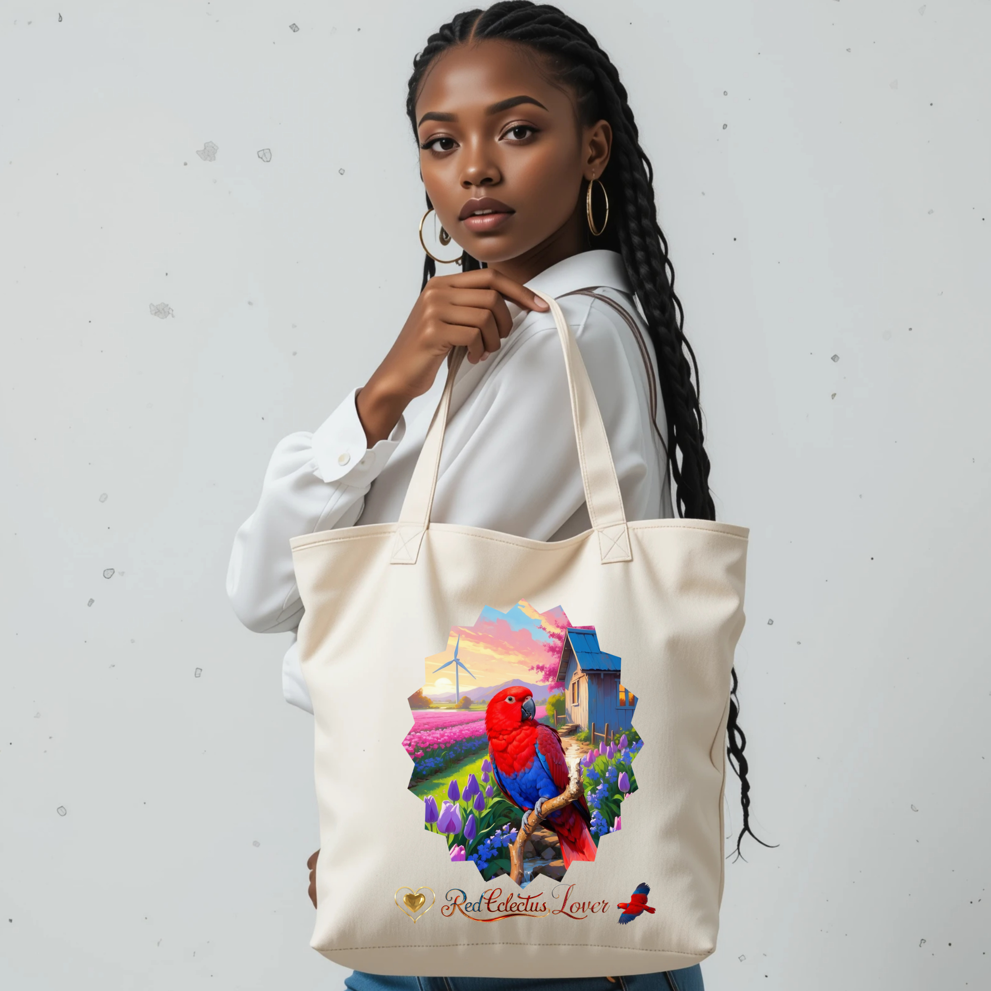 Red Eclectus Tote Bag