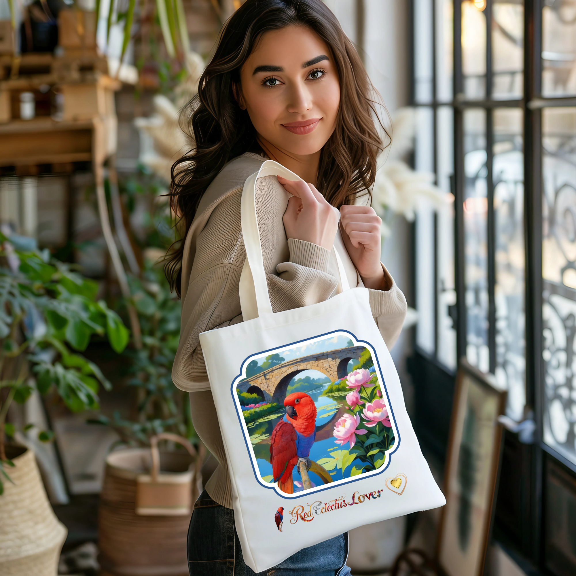 Red Eclectus Lover Nature Scenic Tote Bag